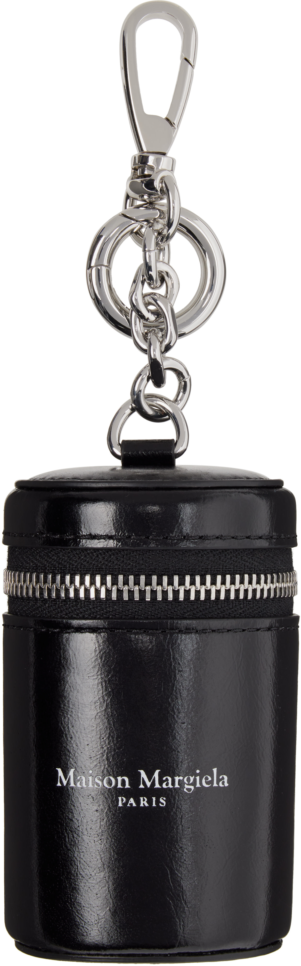 Maison Margiela: Black Cylindrical Pouch Charm Keychain | SSENSE