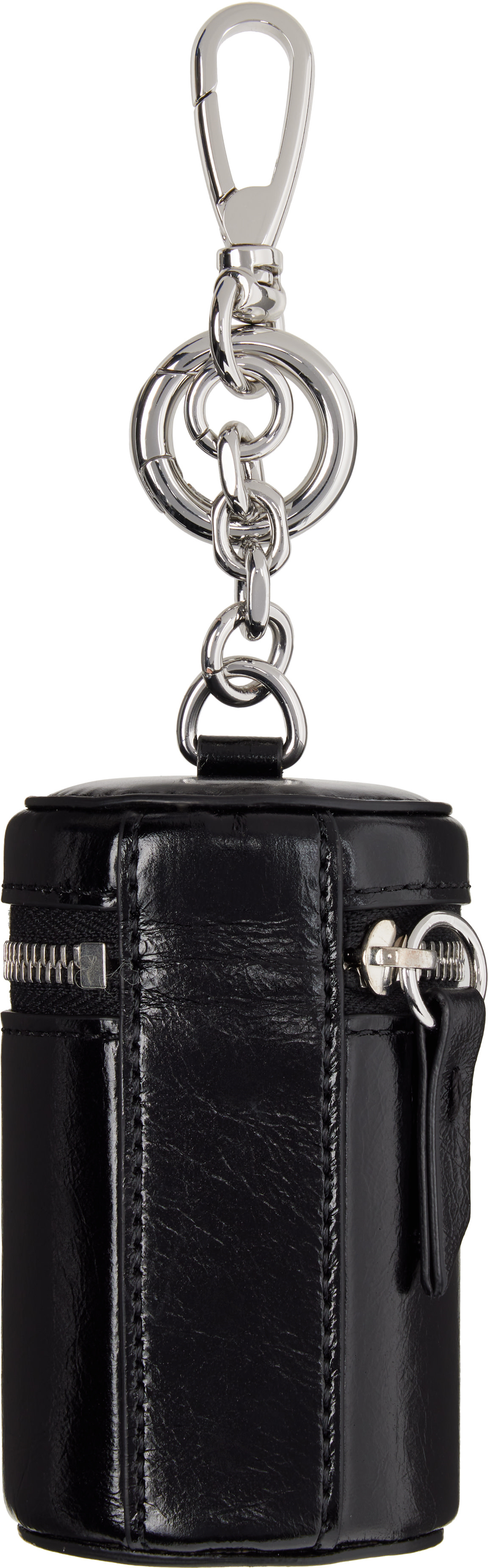 Maison Margiela: Black Cylindrical Pouch Charm Keychain | SSENSE