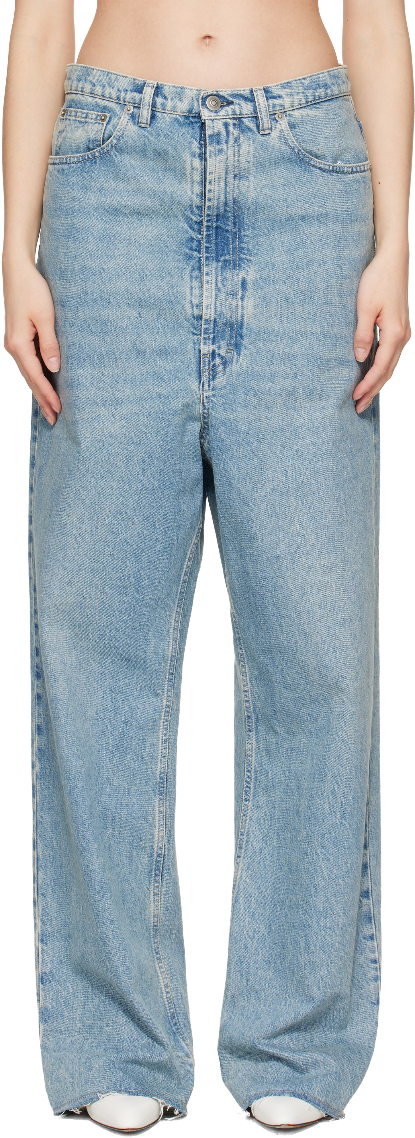 MARGIELA マルジェラ　スーパーバギー　ワイド　ジーンズ　48 ブルー Maison Margiela: ブルー ワイドレッグジーンズ | SSENSE 日本