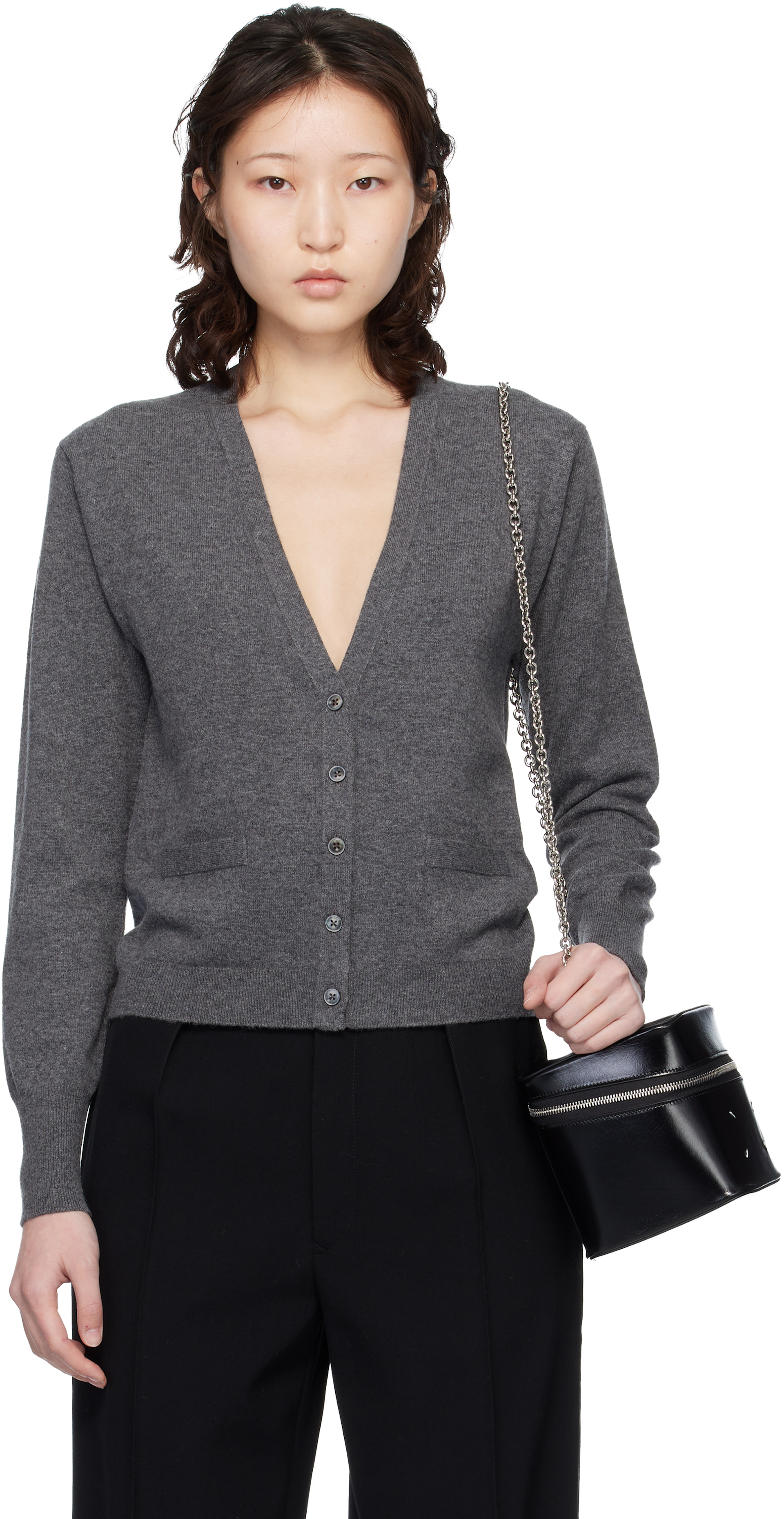 Maison Margiela: Gray Virgin Wool Cardigan | SSENSE