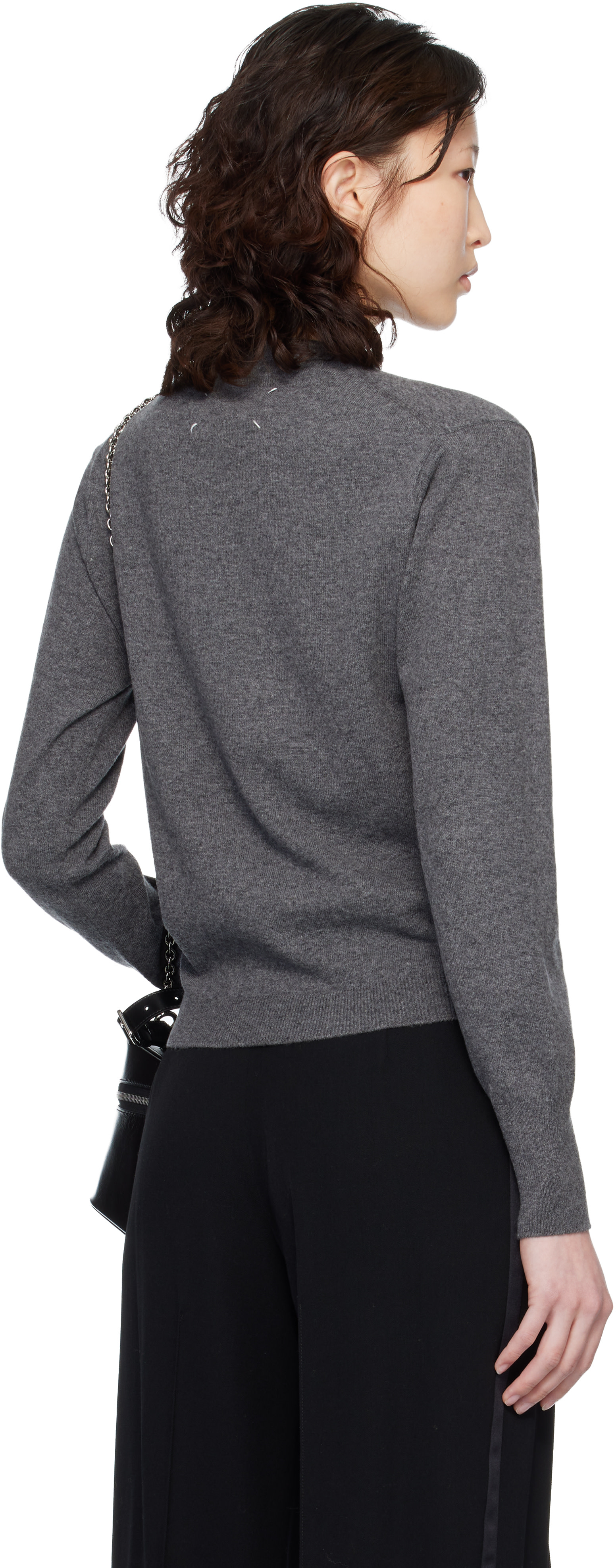 Maison Margiela: Gray Virgin Wool Cardigan | SSENSE