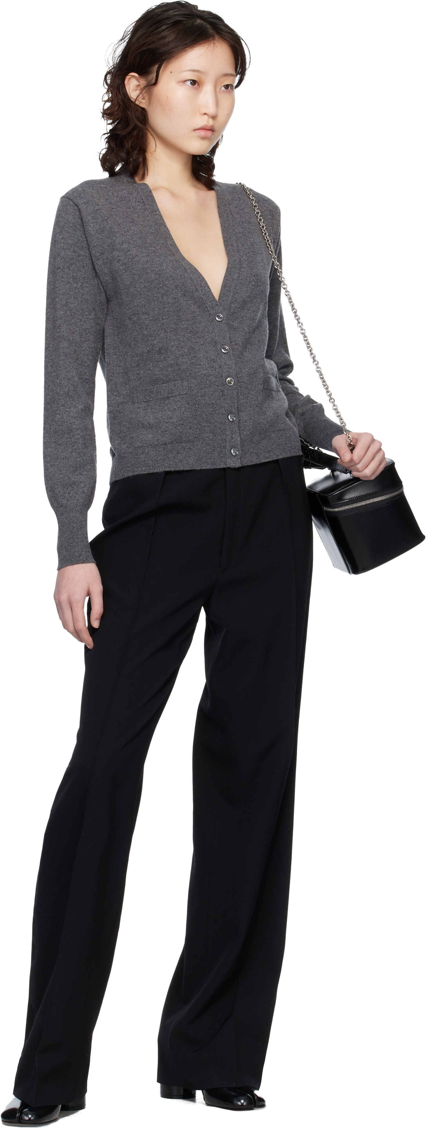 Maison Margiela: Gray Virgin Wool Cardigan | SSENSE