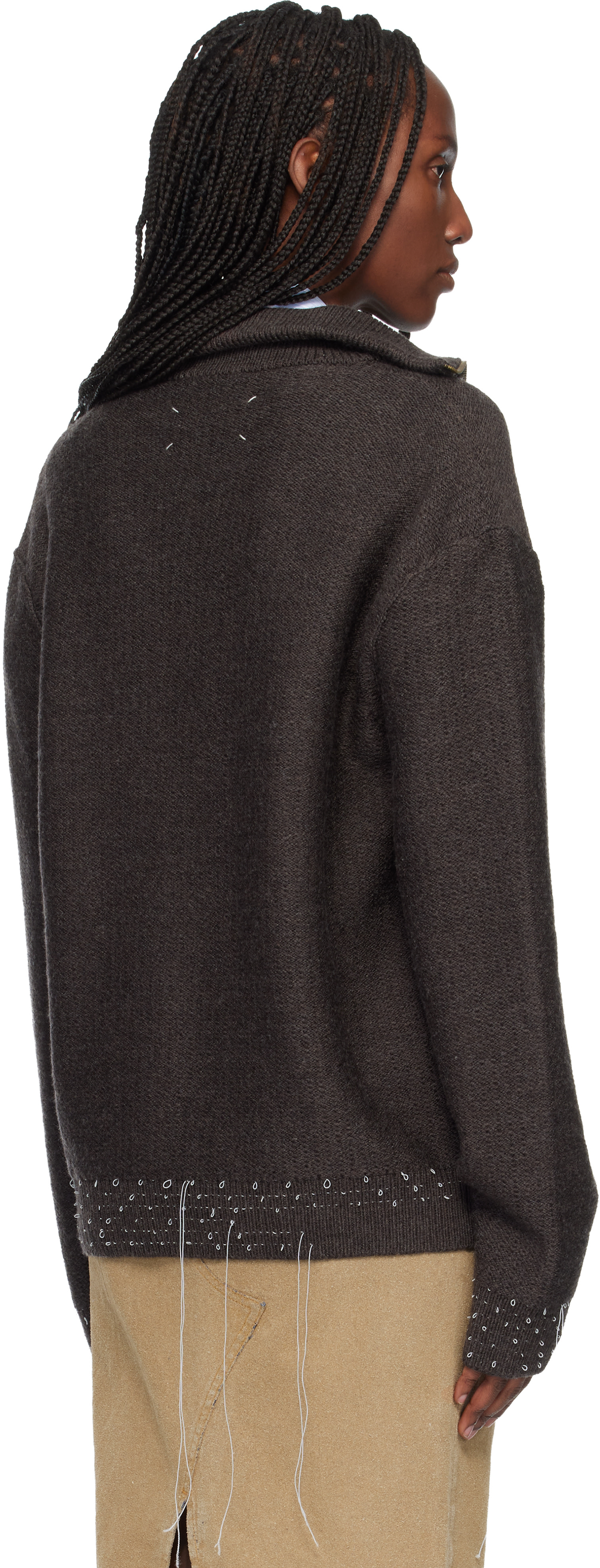Maison Margiela: ブラウン Loose Thread プルオーバー | SSENSE 日本