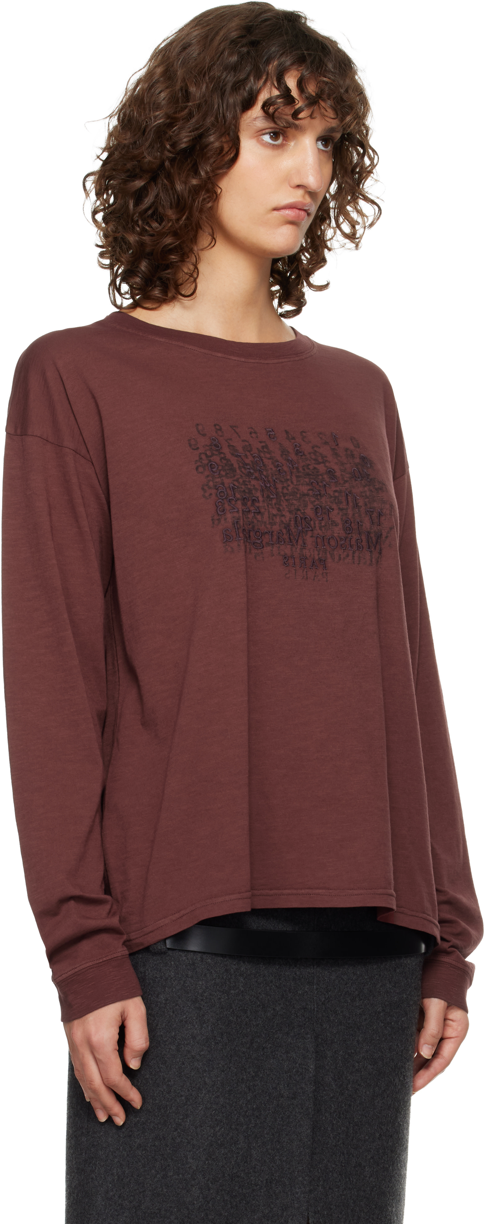 Maison Margiela: Burgundy Cotton Numerical T-shirt | SSENSE Austria