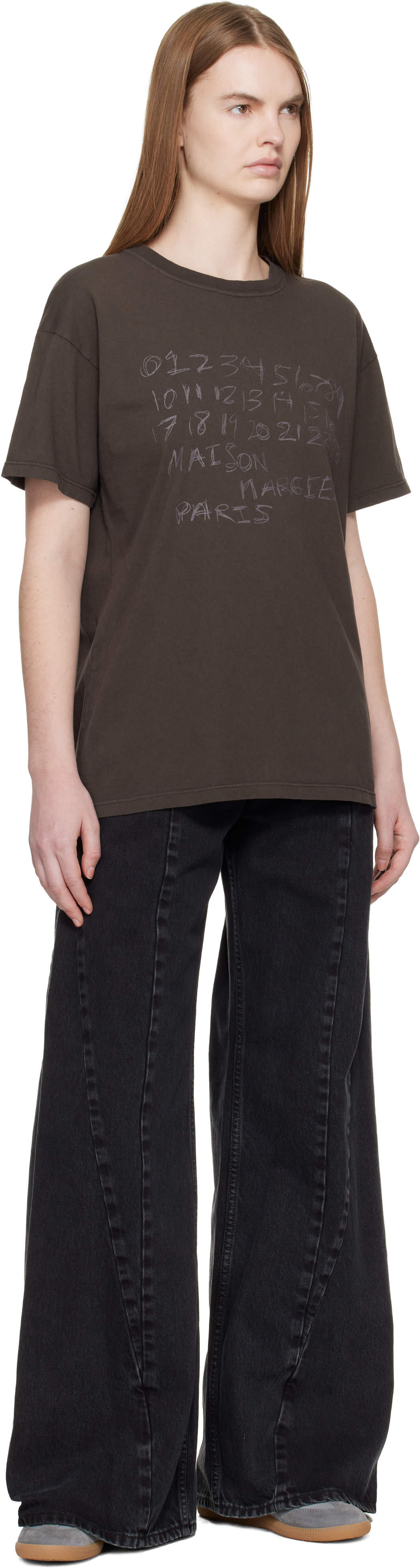 Maison Margiela: Brown Numerical Cotton T-shirt | SSENSE