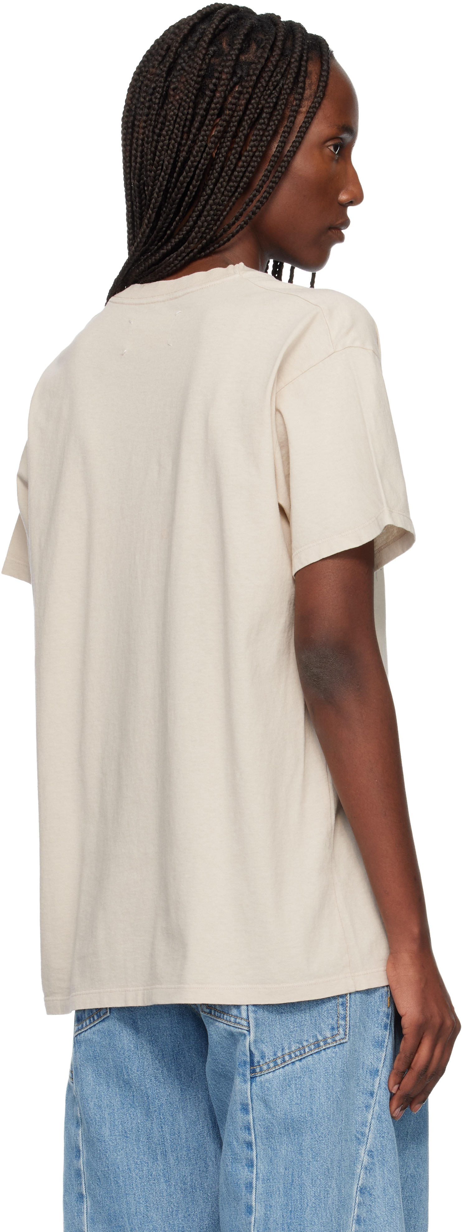 Maison Margiela: Beige Numerical Cotton T-shirt | SSENSE
