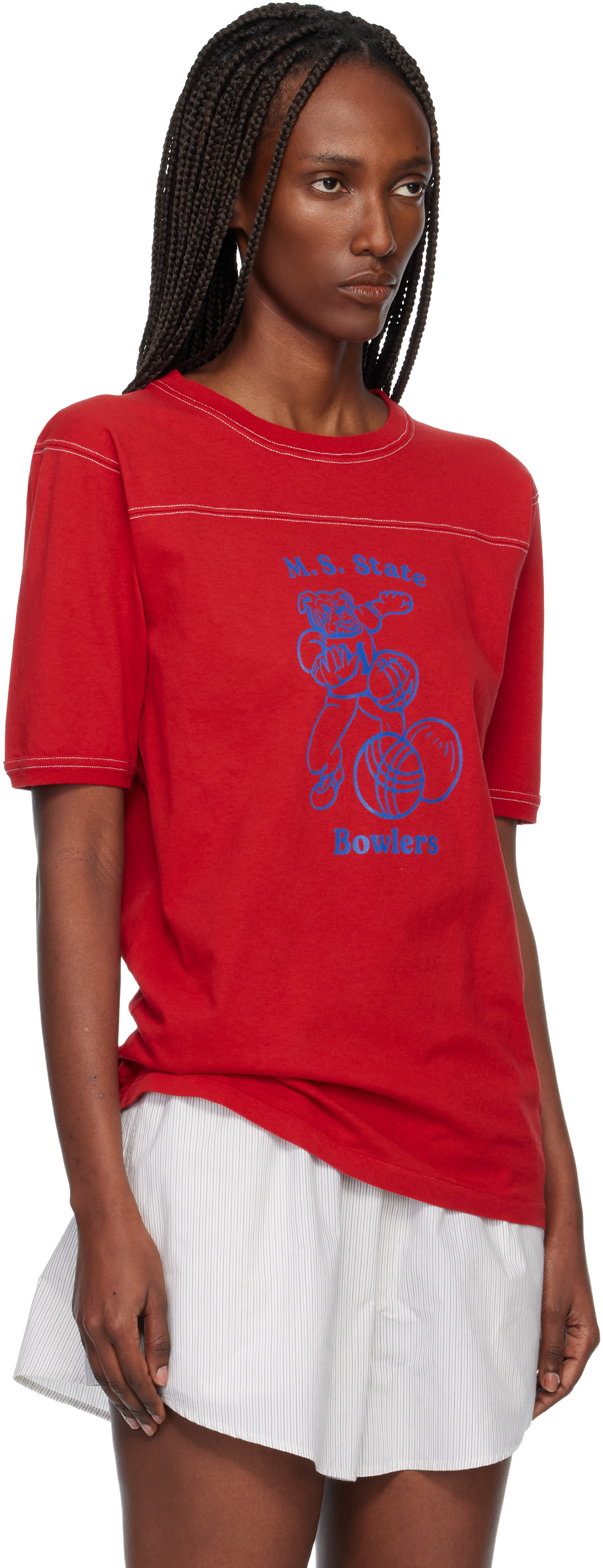Maison Margiela: Red Cotton Varsity T-shirt | SSENSE