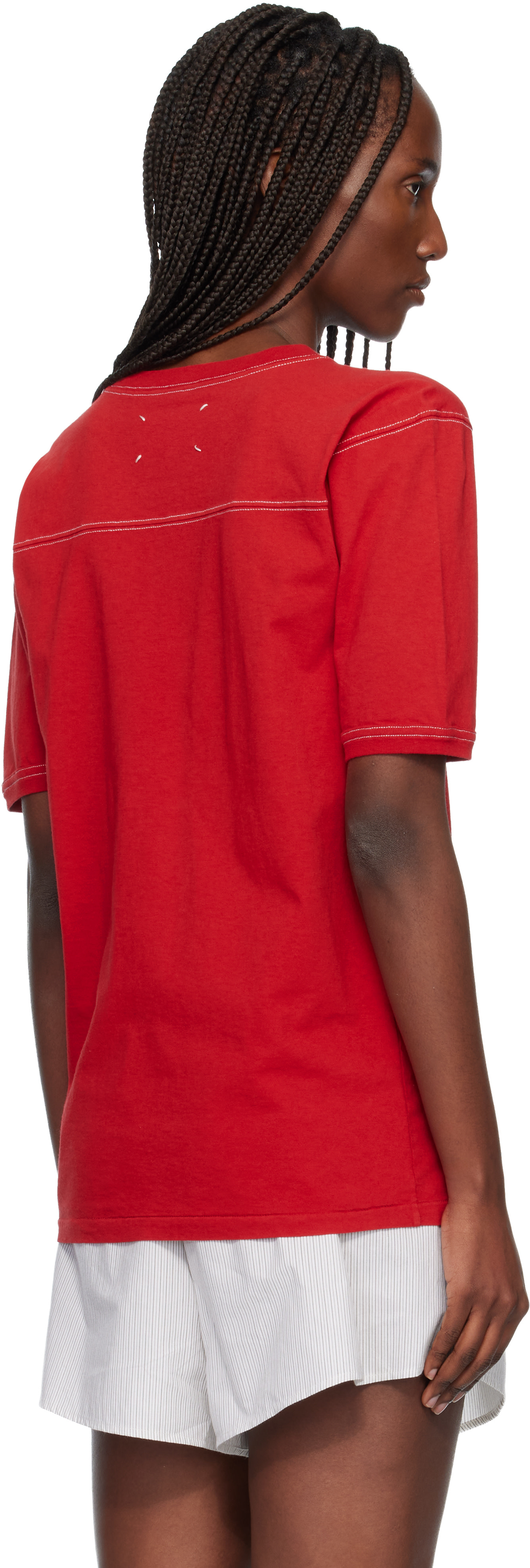 Maison Margiela: Red Cotton Varsity T-shirt | SSENSE