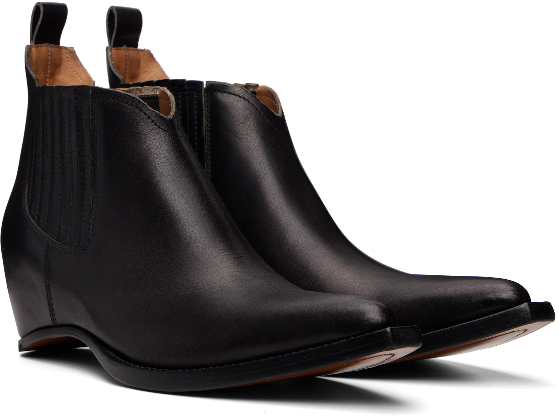 Maison Margiela: Black Heel-less Western Chelsea Boots | SSENSE