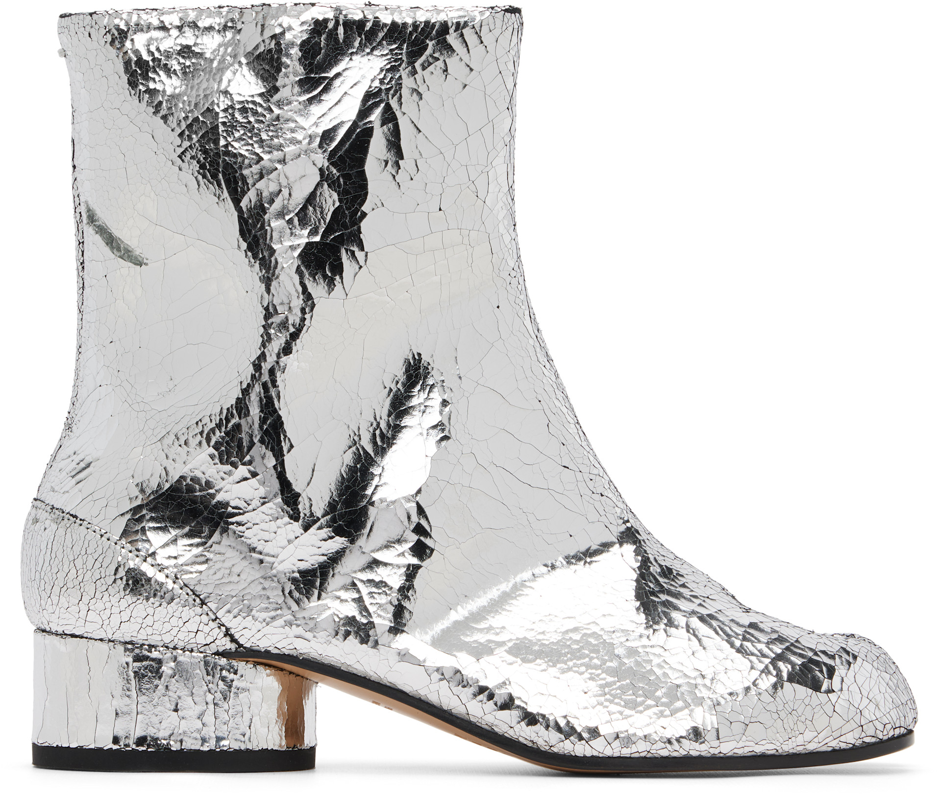 Maison Margiela: Silver Tabi Mirror Boots | SSENSE