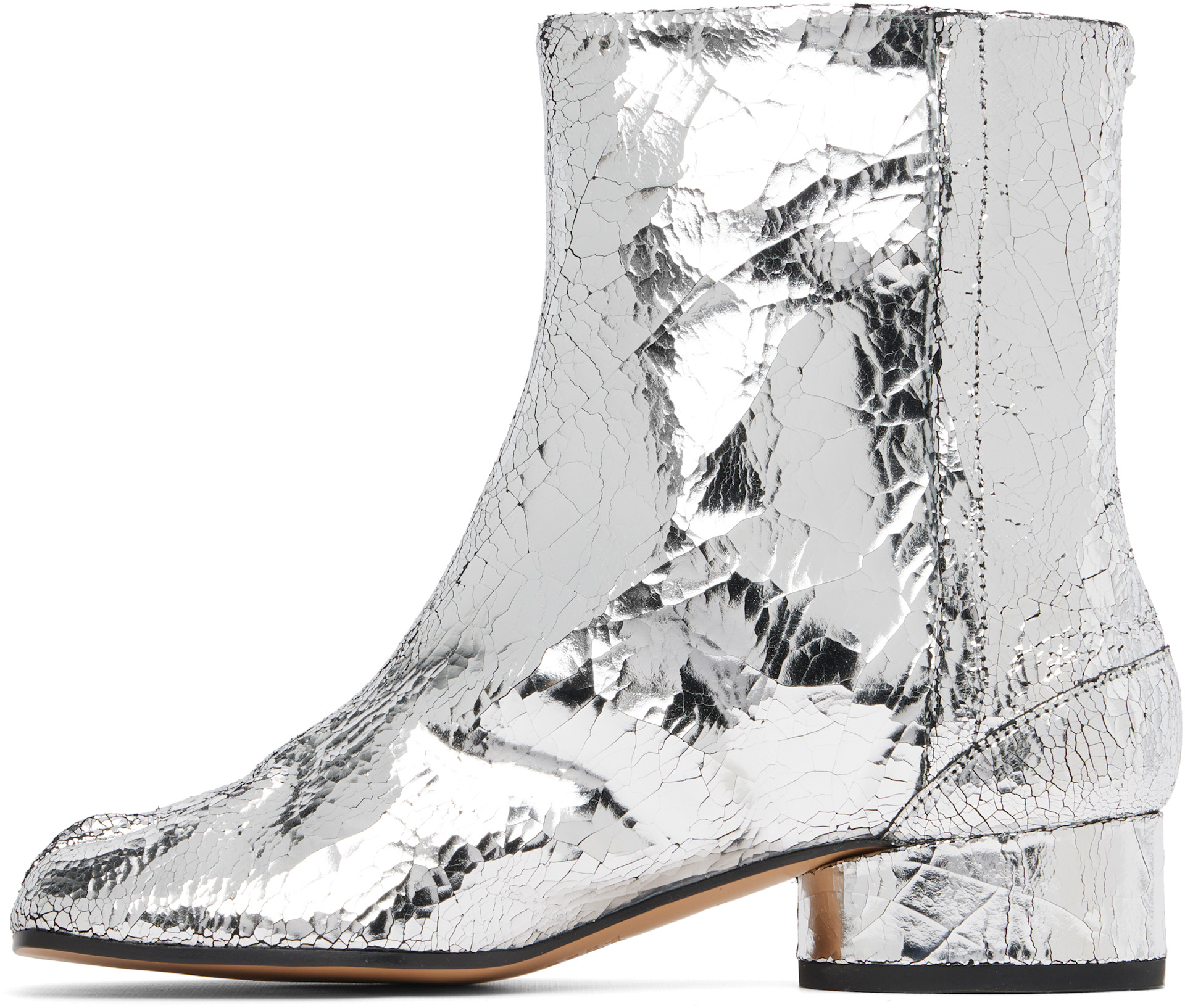 Maison Margiela: Silver Tabi Mirror Boots | SSENSE