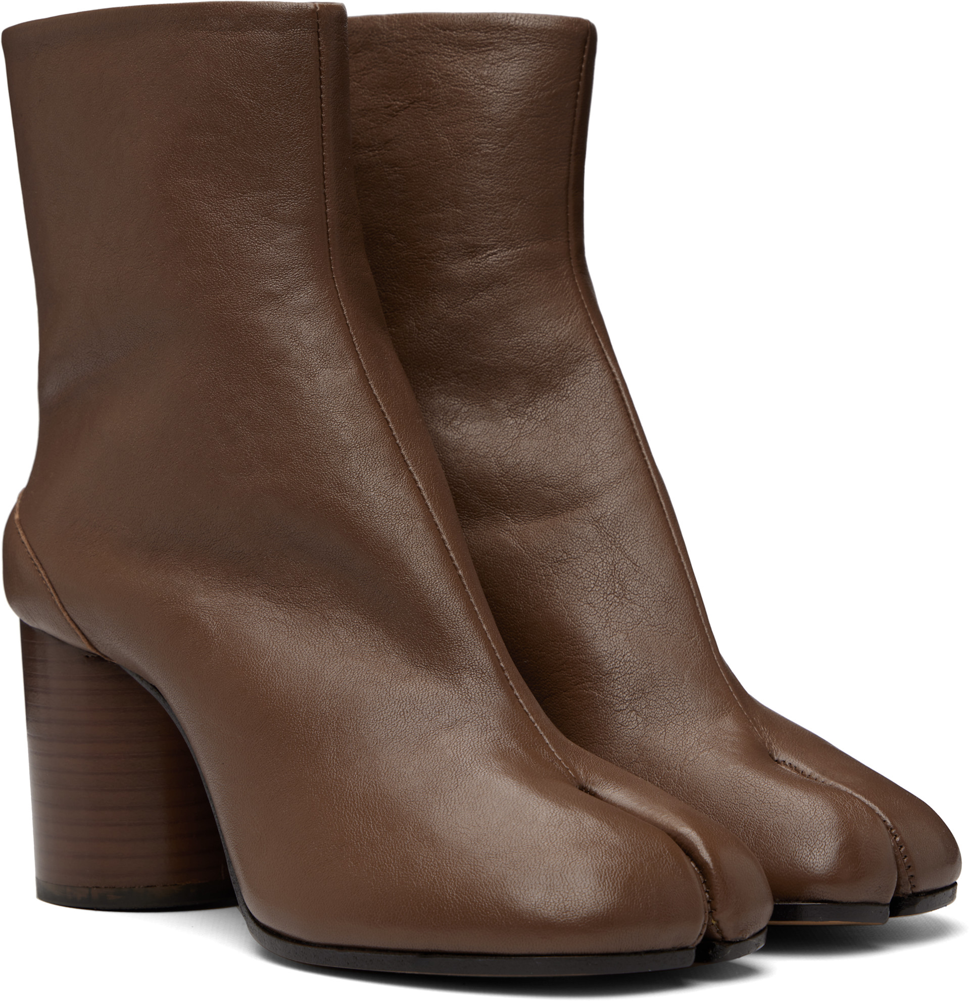 Maison Margiela - Bottines brunes à bout Tabi