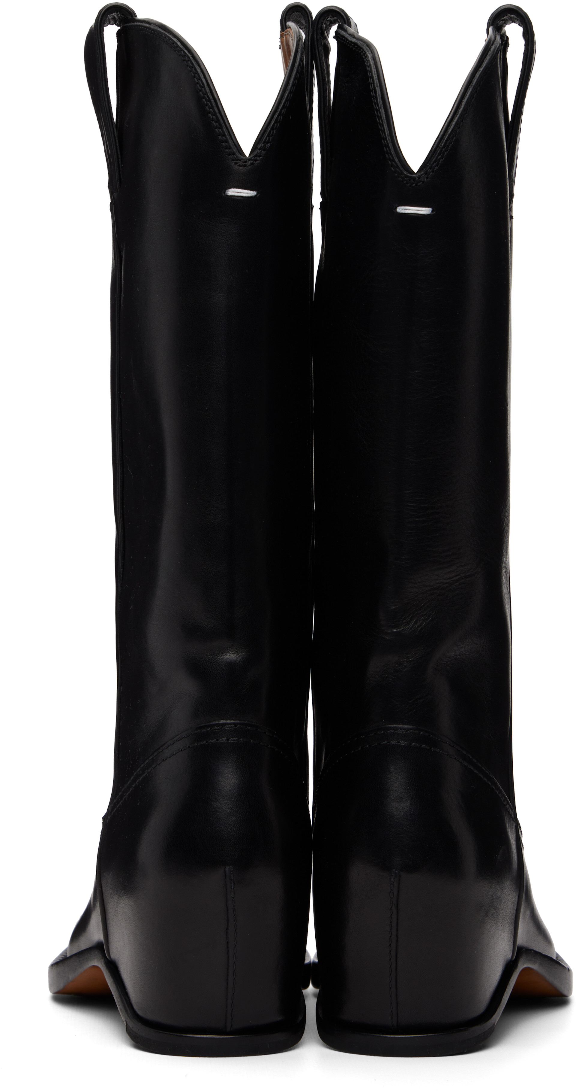 Maison Margiela: ブラック Heel-Less ウエスタンブーツ | SSENSE 日本