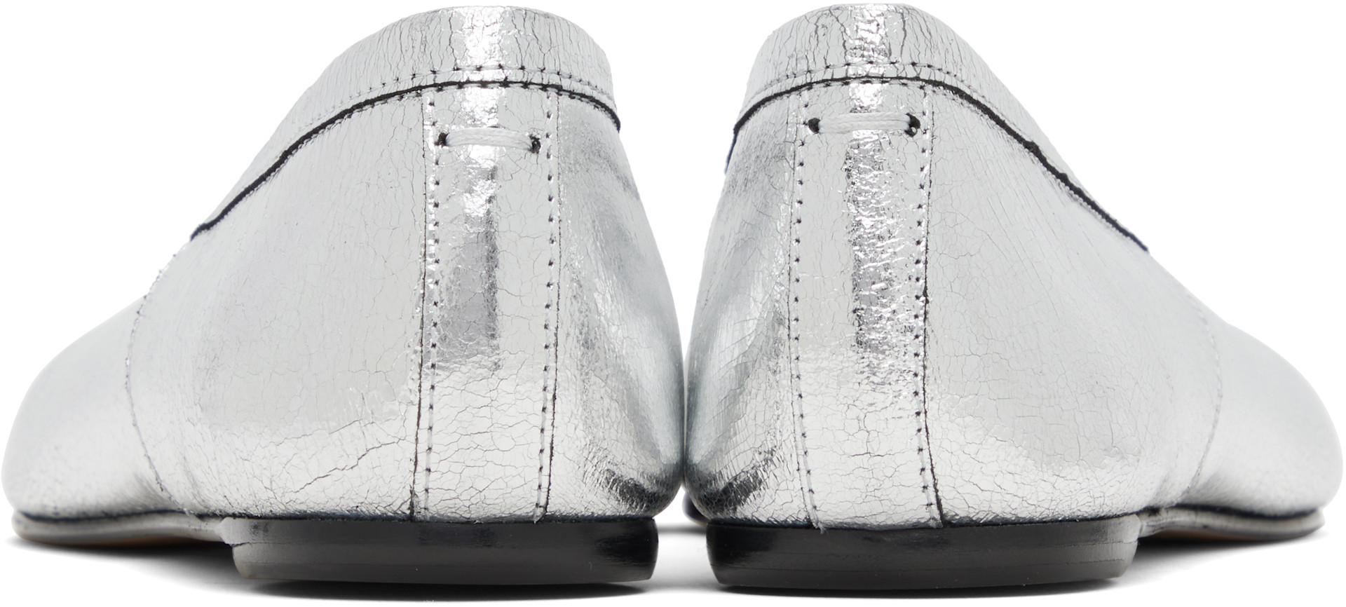 Maison Margiela: Silver Tabi Broken Mirror New Ballerina Flats