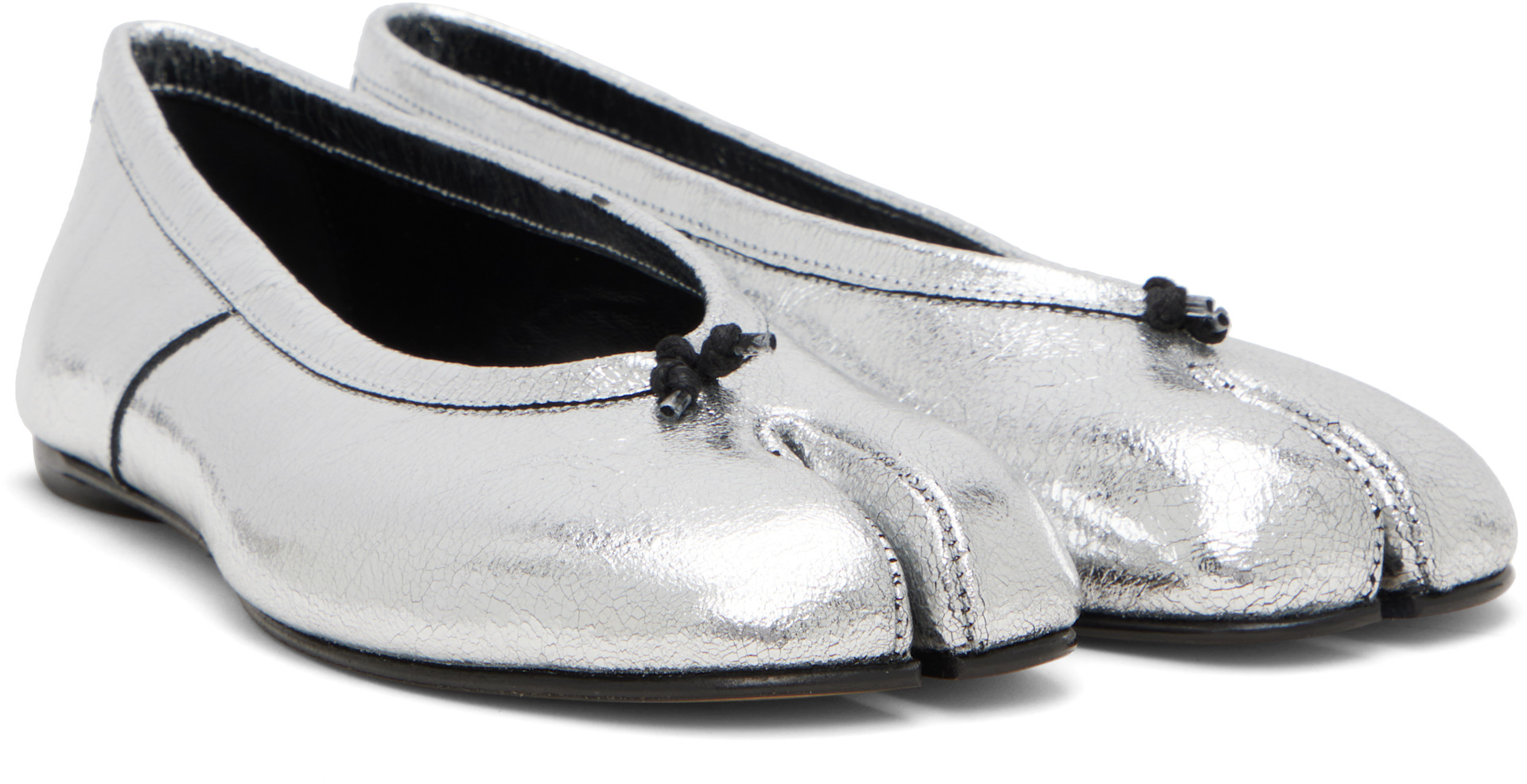 Maison Margiela: Silver Tabi Broken Mirror New Ballerina Flats