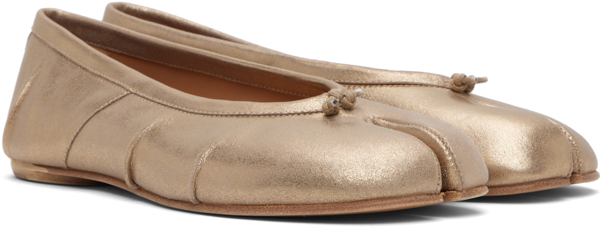 Maison Margiela: Gold Tabi New Ballerina Flats | SSENSE