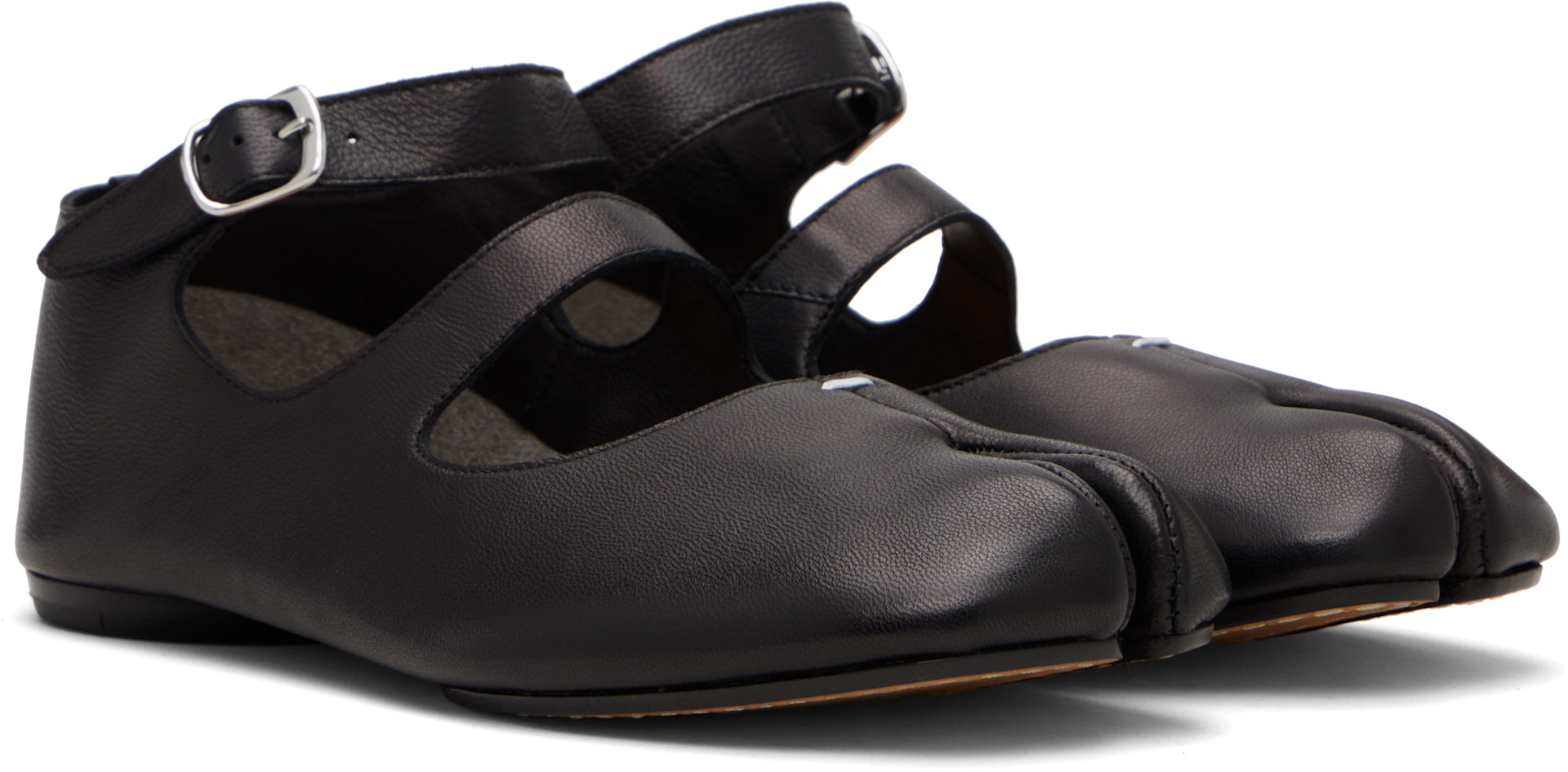 Maison Margiela: Black Tabi Ballerina Flats | SSENSE Maison Margiela: Black Tabi Ballerina Flats | SSENSE