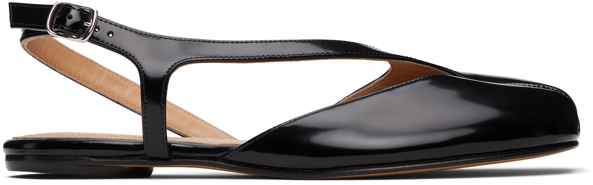 Maison Margiela: Black Tabi Slingback Ballerina Flats | SSENSE