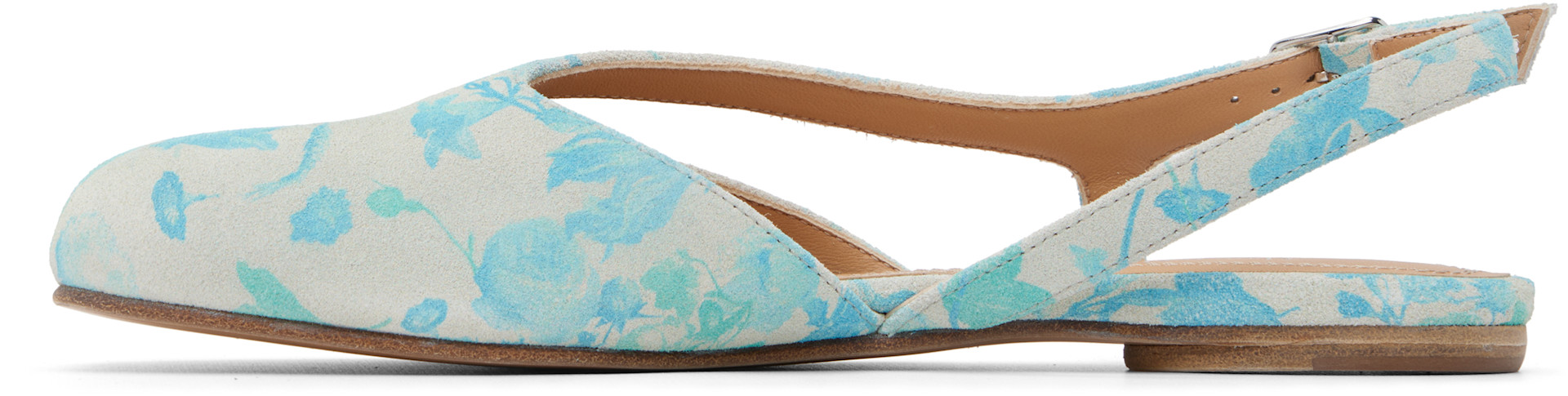 Maison Margiela - Blue & Gray Tabi Slingback Ballerina Flats