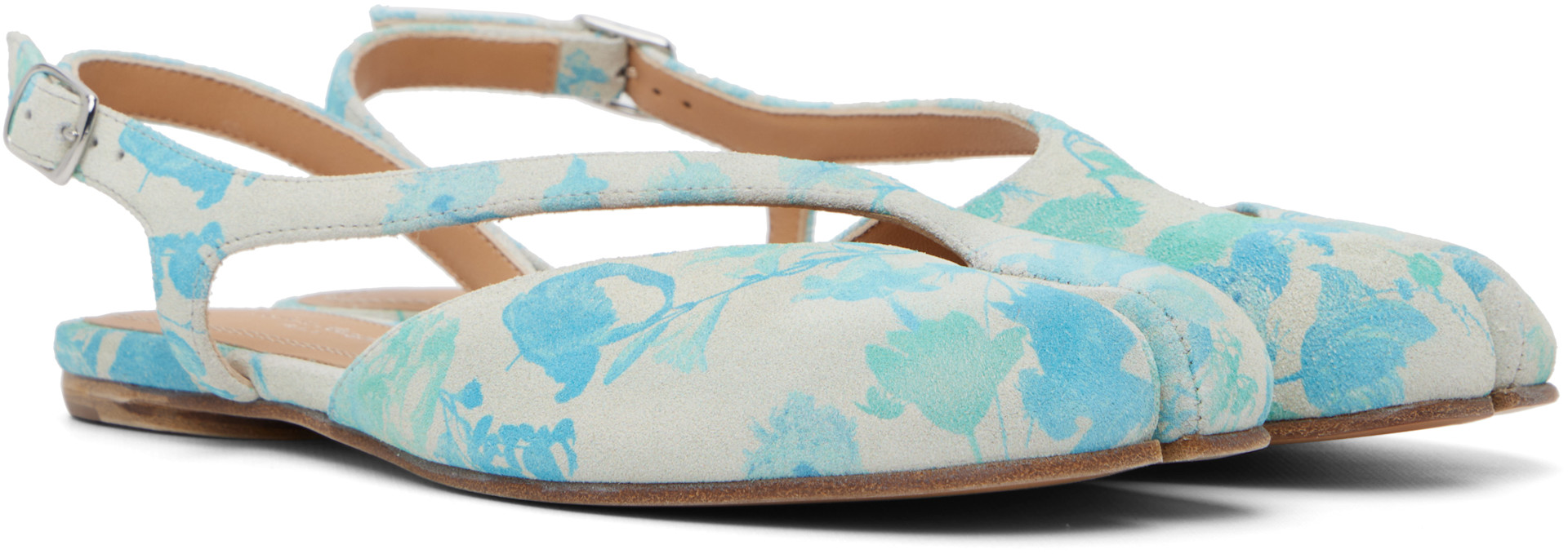 Maison Margiela - Blue & Gray Tabi Slingback Ballerina Flats