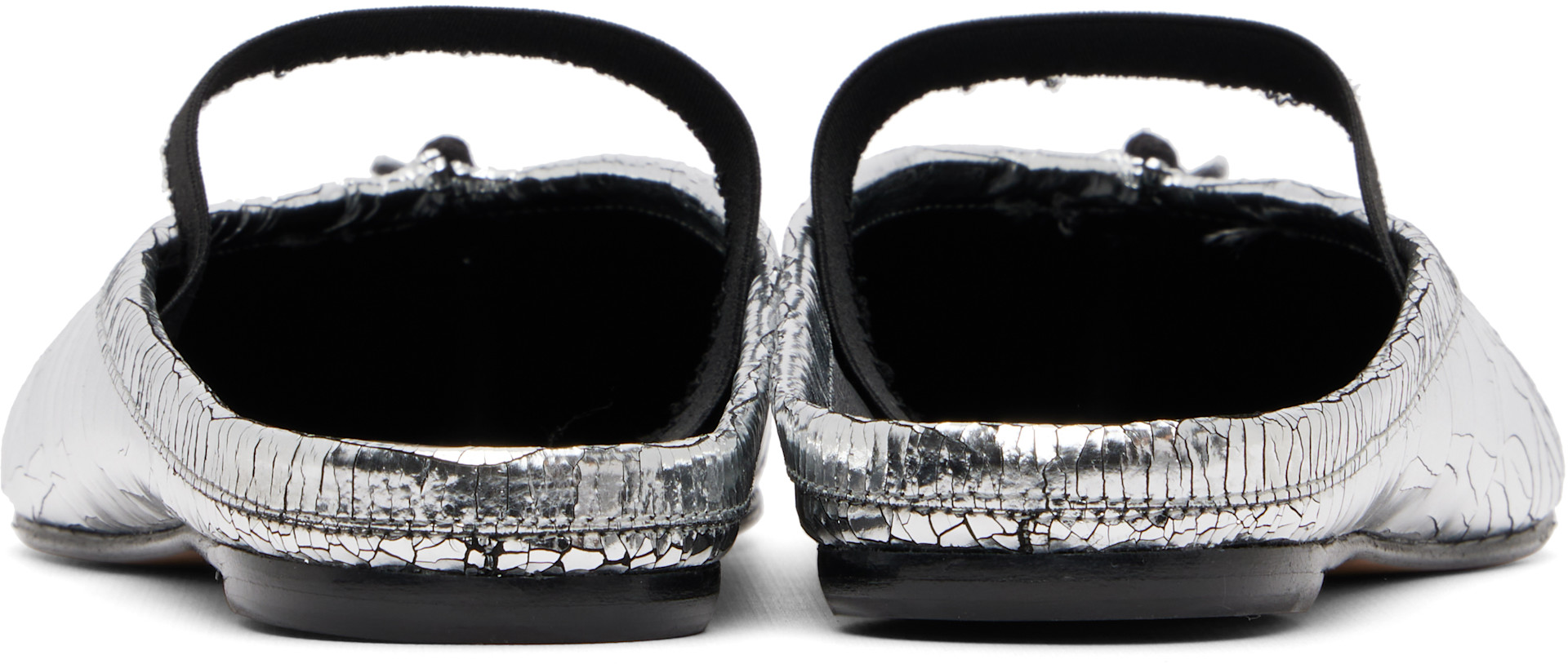 Maison Margiela: シルバー Tabi Elastic Band Mule スリッポン 足袋