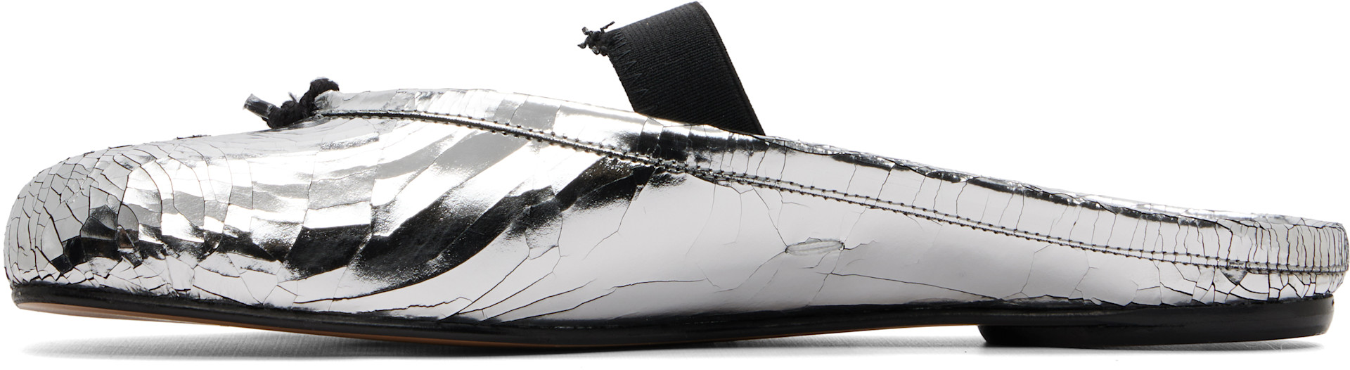 Maison Margiela: シルバー Tabi Elastic Band Mule スリッポン 足袋