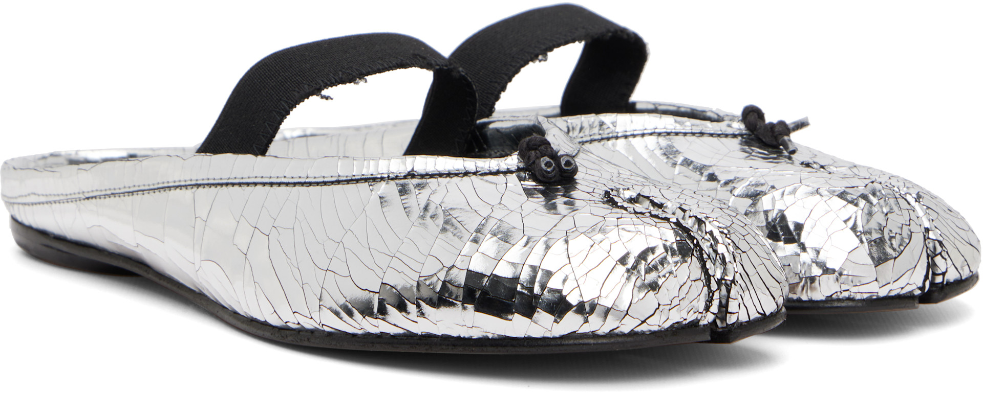 Maison Margiela: シルバー Tabi Elastic Band Mule スリッポン 足袋