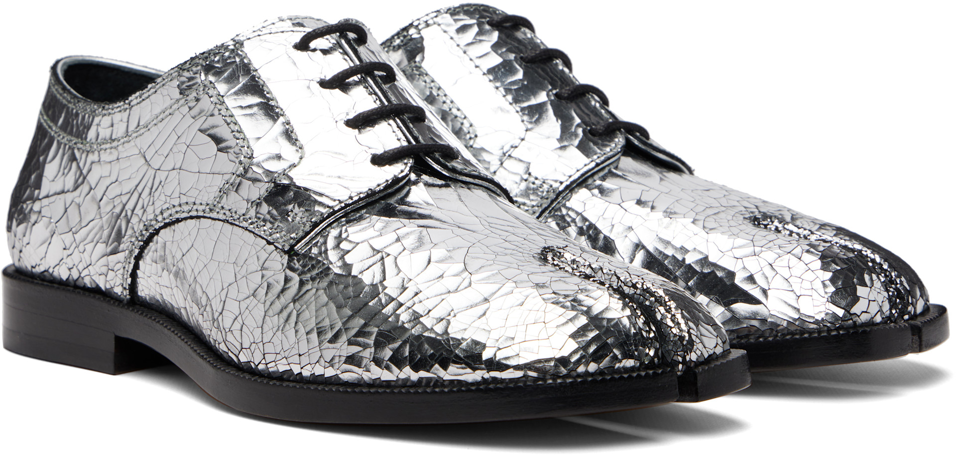 Maison Margiela: シルバー Tabi Broken Mirror ダービー | SSENSE 日本