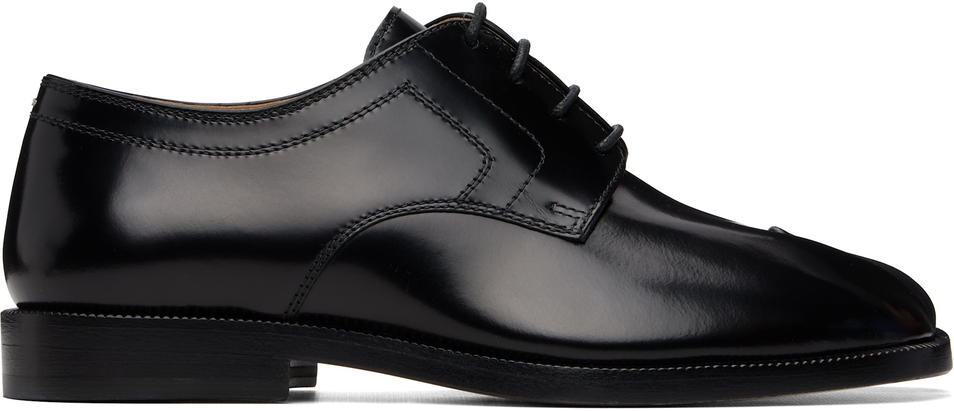 Maison Margiela ｜タビ　tabi 38 Maison Margiela: Black Tabi Lace-Up Derbys | SSENSE Canada