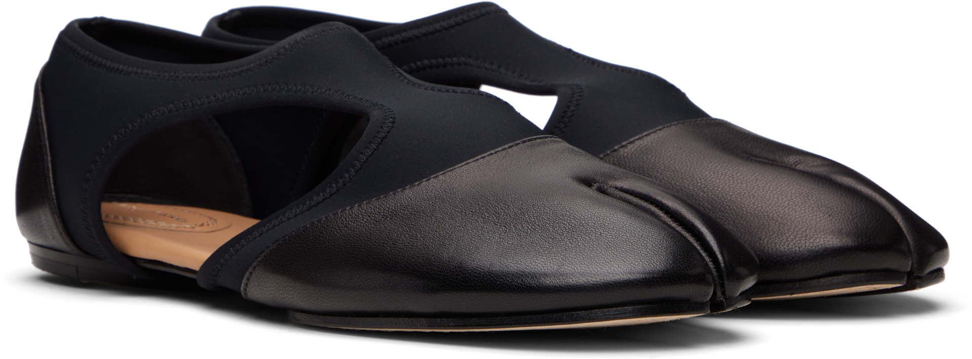 Maison Margiela: ブラック Tabi Jazz フラットシューズ | SSENSE 日本