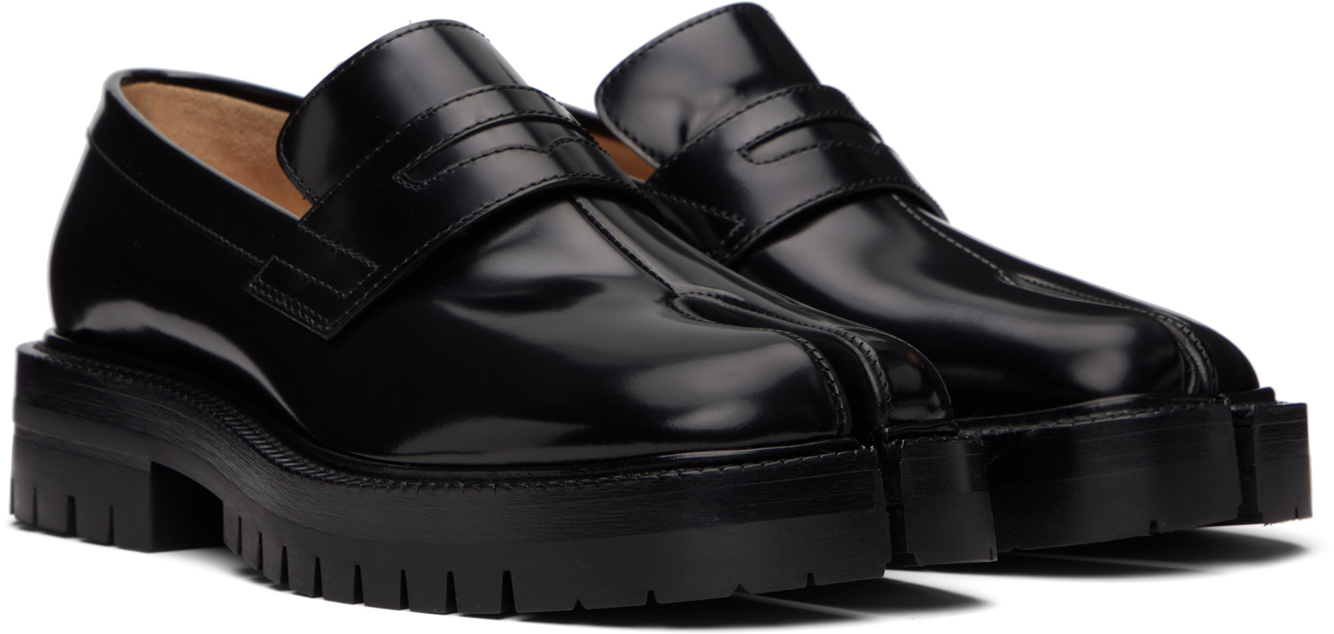 Maison Margiela: Black Tabi Loafers | SSENSE
