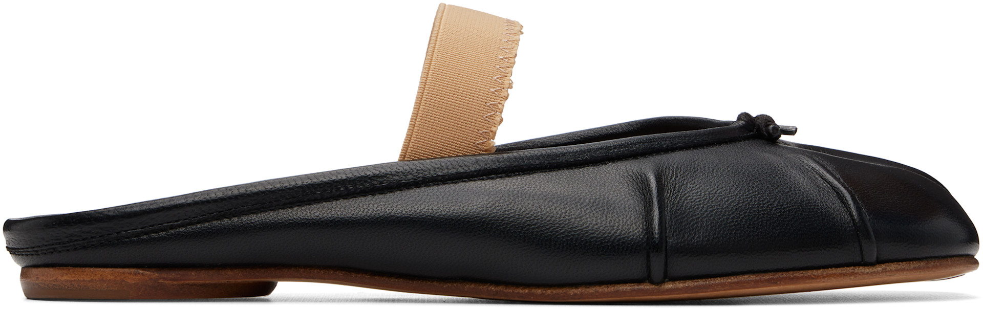 Maison Margiela: Black Tabi Elastic Band Mule Flats | SSENSE