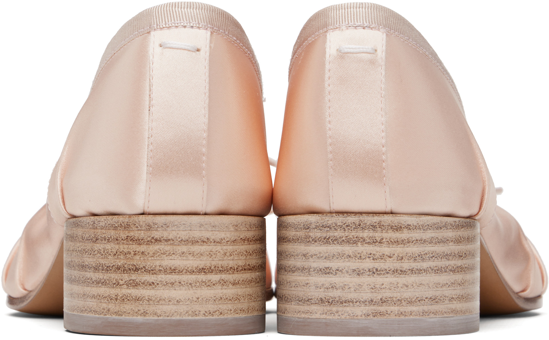 Maison Margiela: Pink Tabi Satin Ballerina Heels | SSENSE