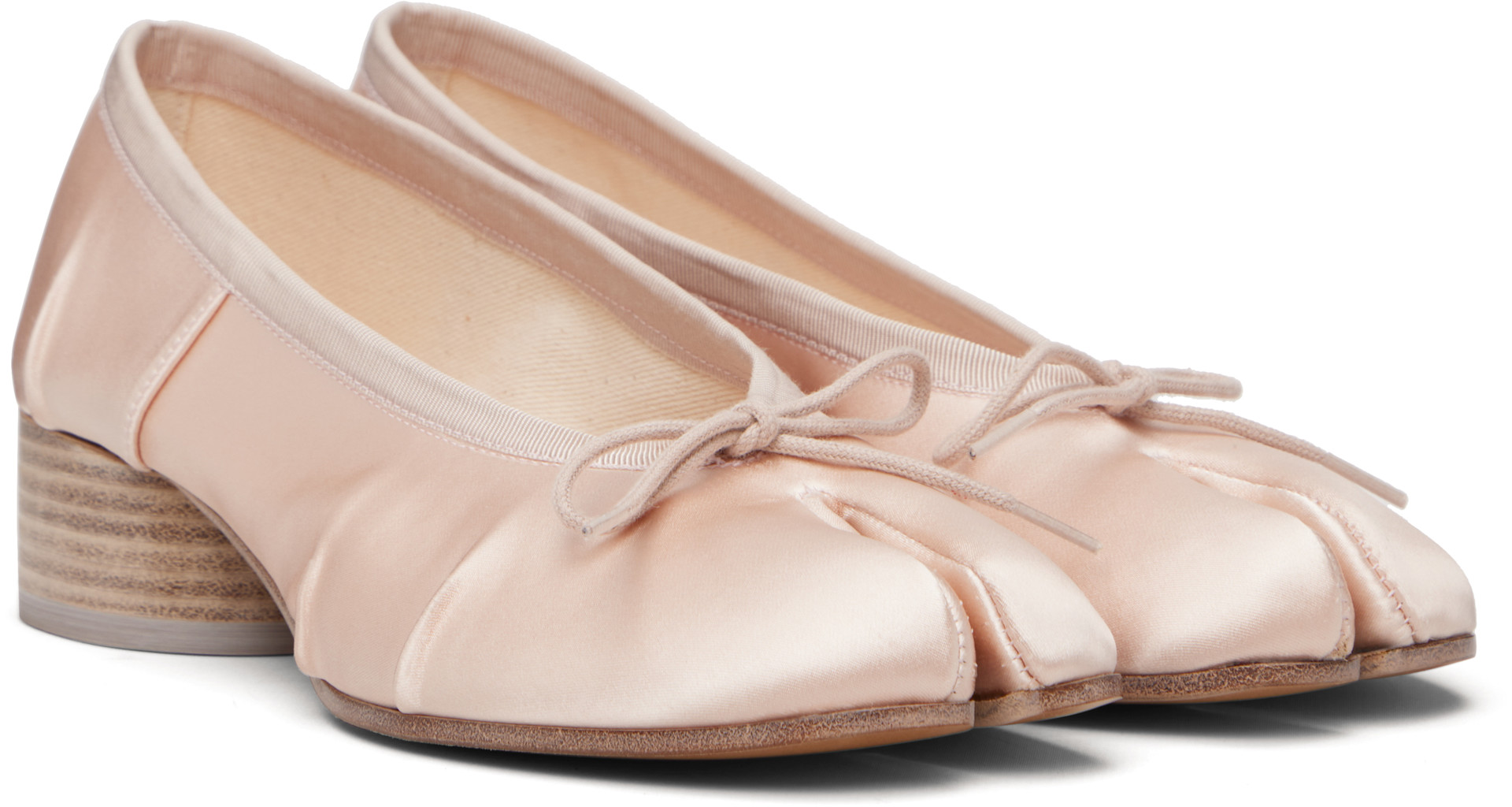 Maison Margiela: Pink Tabi Satin Ballerina Heels | SSENSE Canada