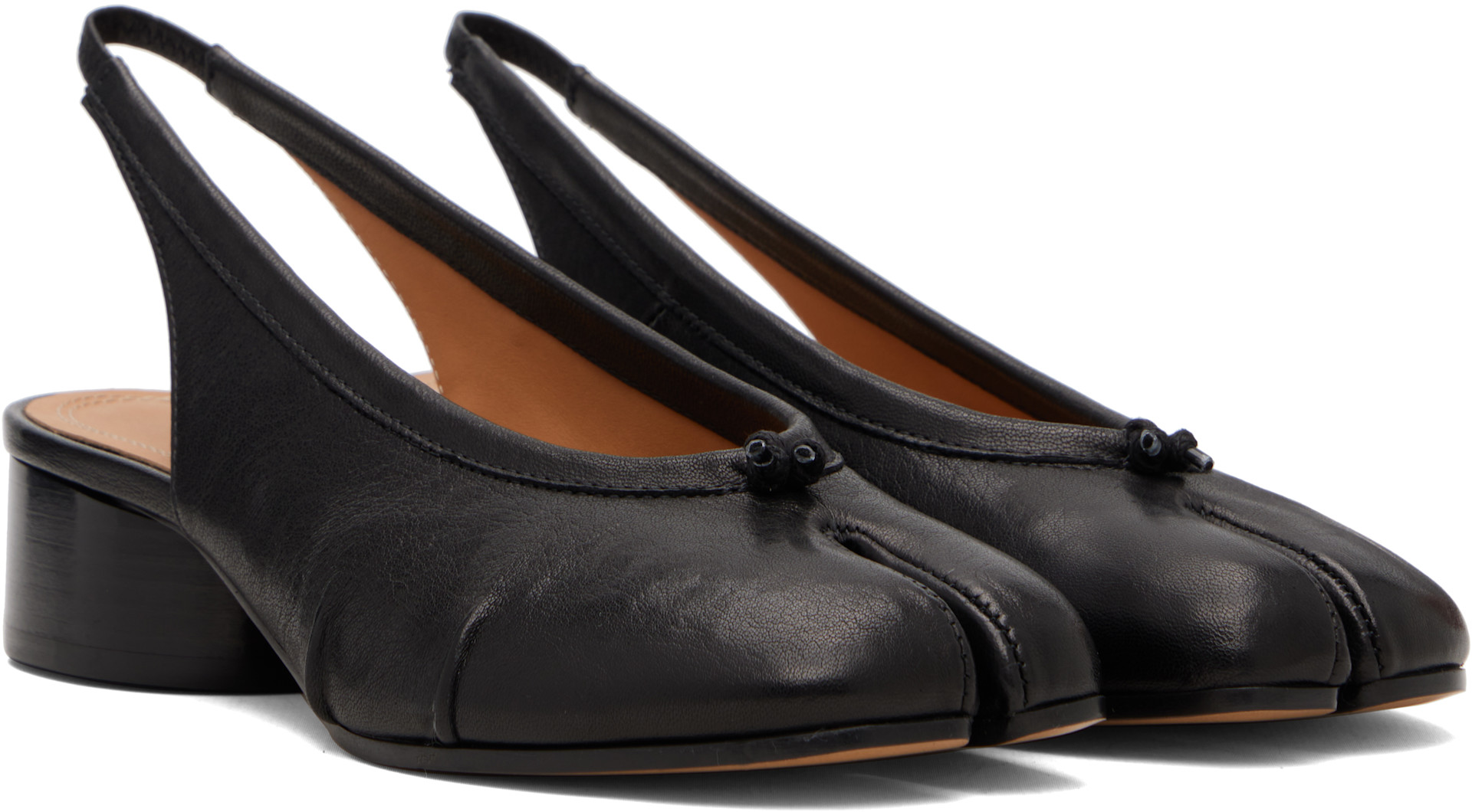 Maison Margiela: Black Tabi New Ballerina Slingback Heels | SSENSE