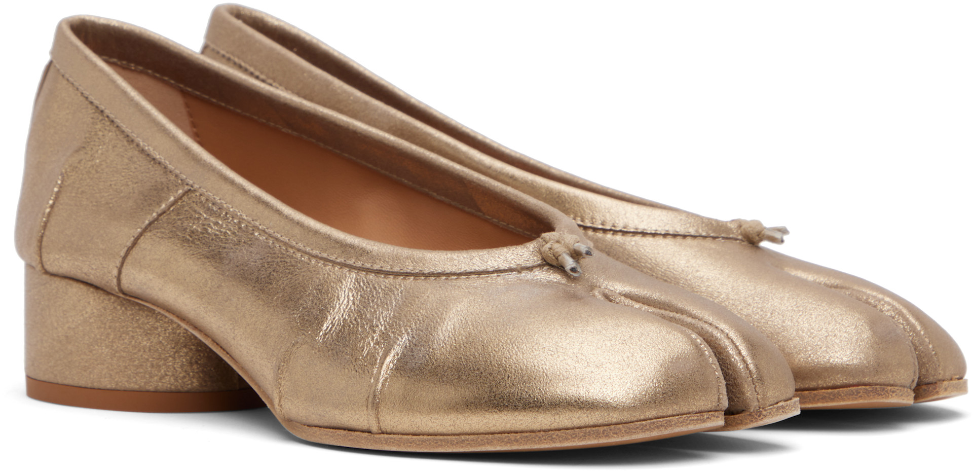 Maison Margiela: Gold Tabi New Ballerina Heels | SSENSE