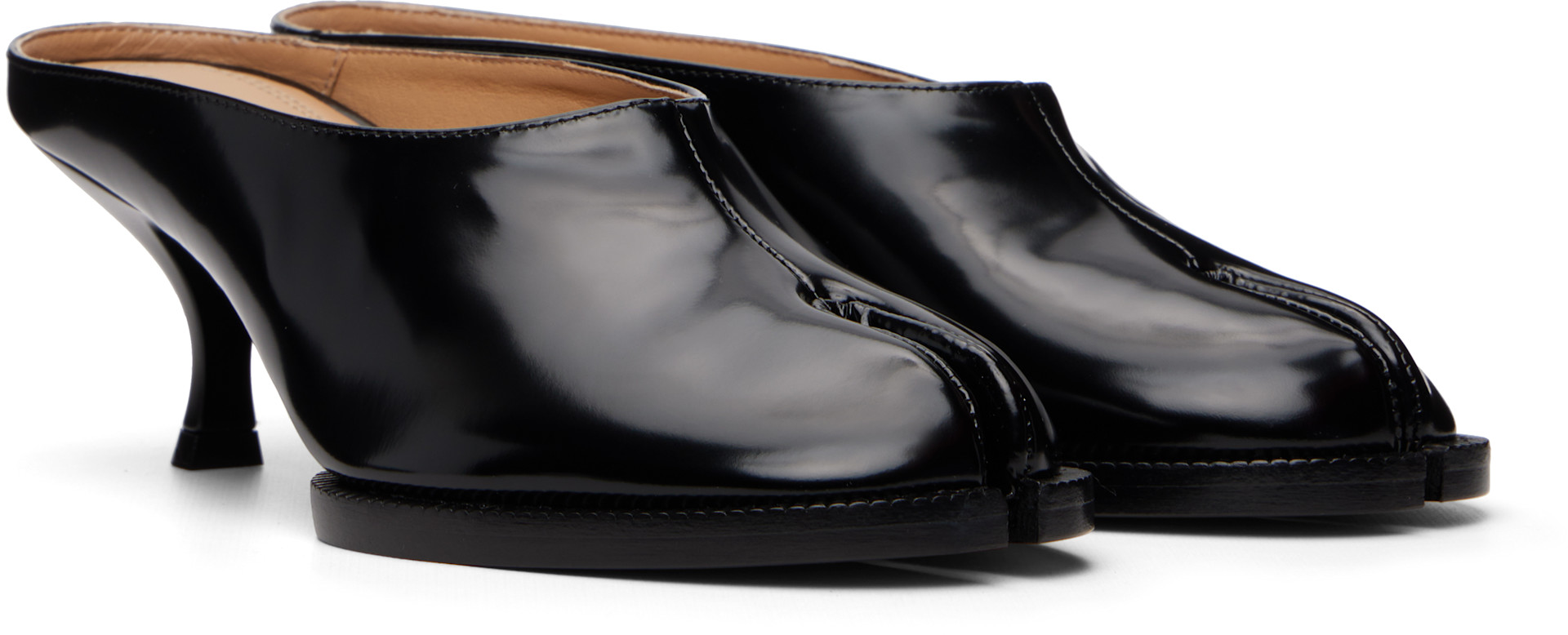 Maison Margiela: Black Tabi City Evening Mule Heels | SSENSE