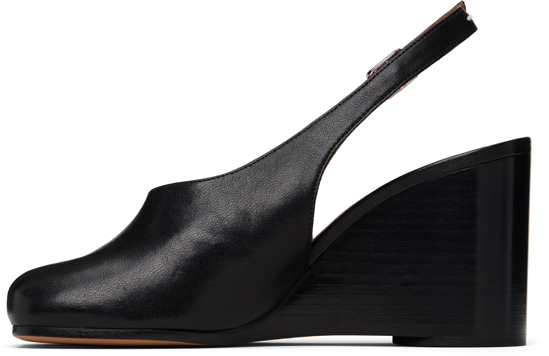 Maison Margiela: Black Tabi Wedge Slingback Heels | SSENSE Puerto Rico