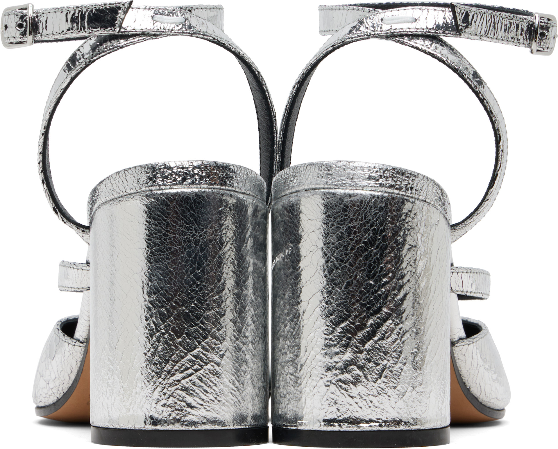 Maison Margiela: Silver Tabi Pump Heels | SSENSE Canada