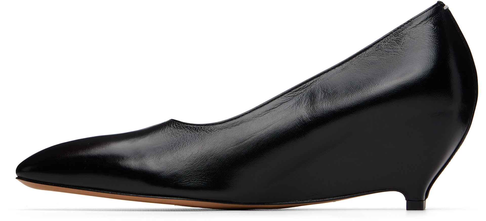 Maison Margiela: Black Heel-Less Kitten Pump Heels | SSENSE Maison Margiela: Black Heel-Less Kitten Pump Heels | SSENSE