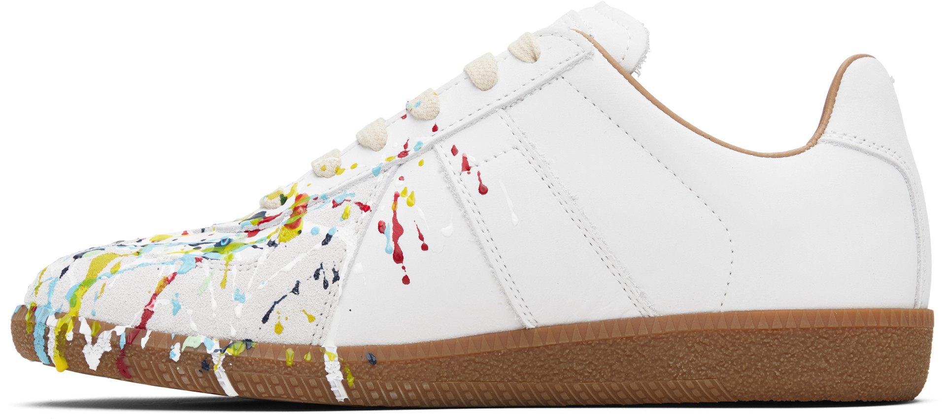 Maison Margiela - Baskets Replica blanches à éclaboussures de peinture