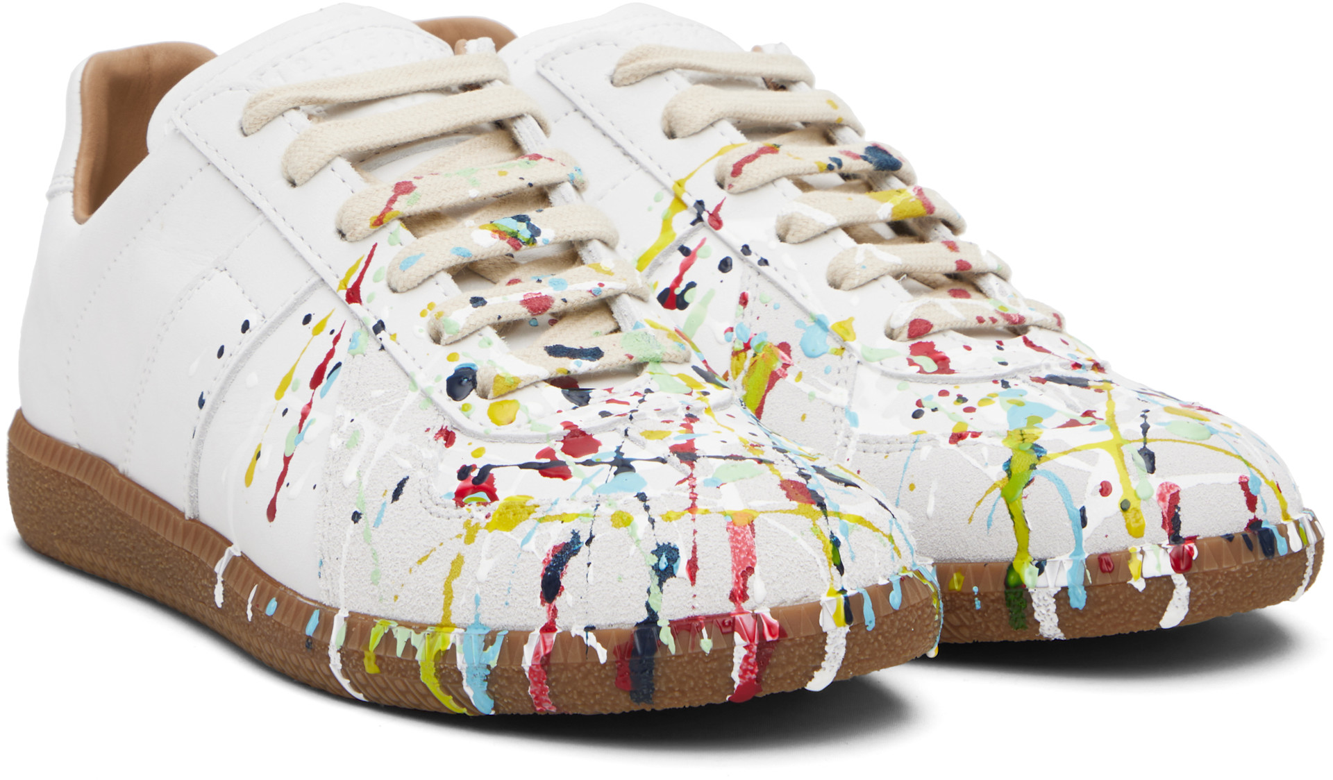 Maison Margiela: ホワイト Paint Replica スニーカー | SSENSE 日本