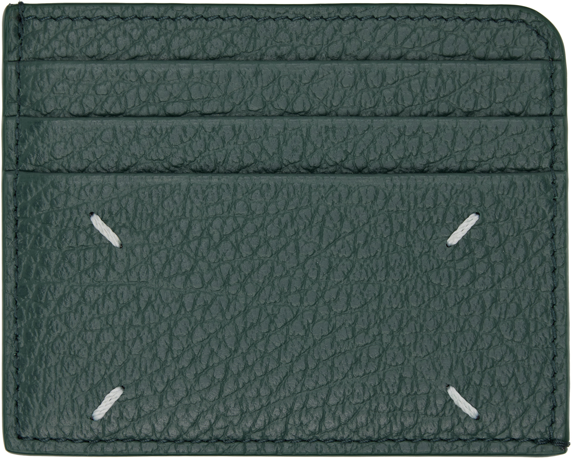 Maison Margiela: Green Four Stitches Card Holder | SSENSE