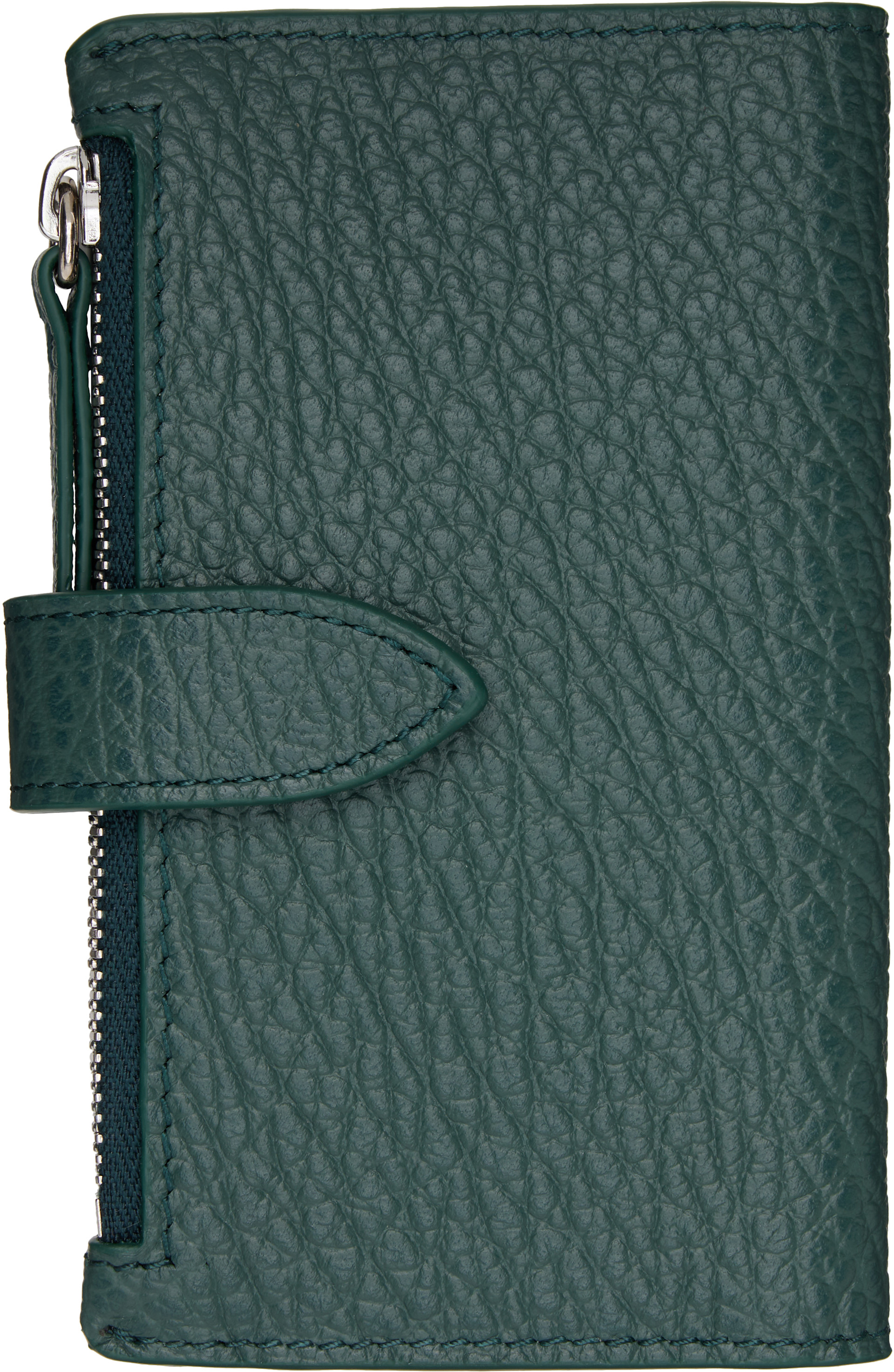 Maison Margiela: Green Four Stitches Zip Card Holder | SSENSE