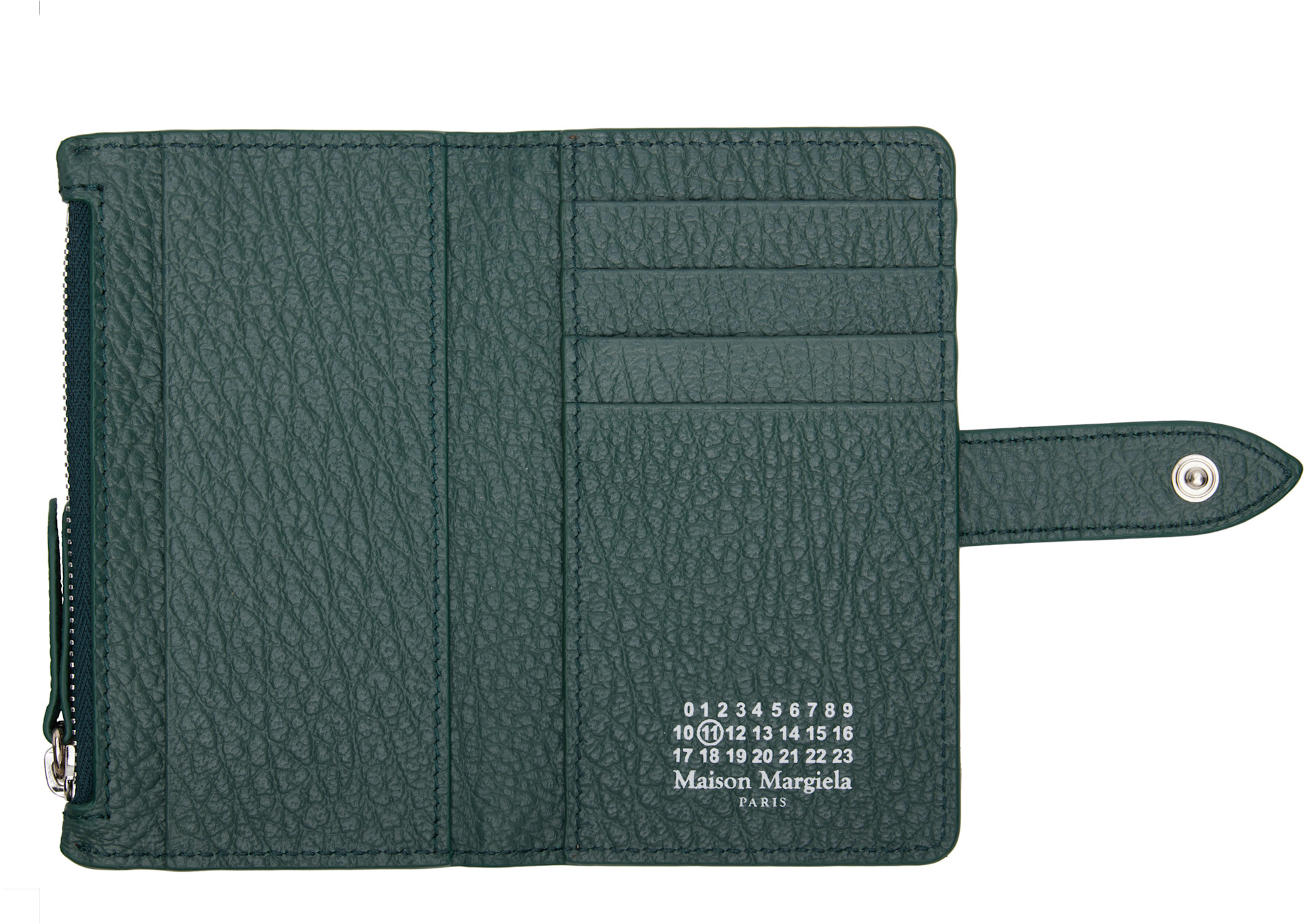 Maison Margiela: Green Four Stitches Zip Card Holder | SSENSE