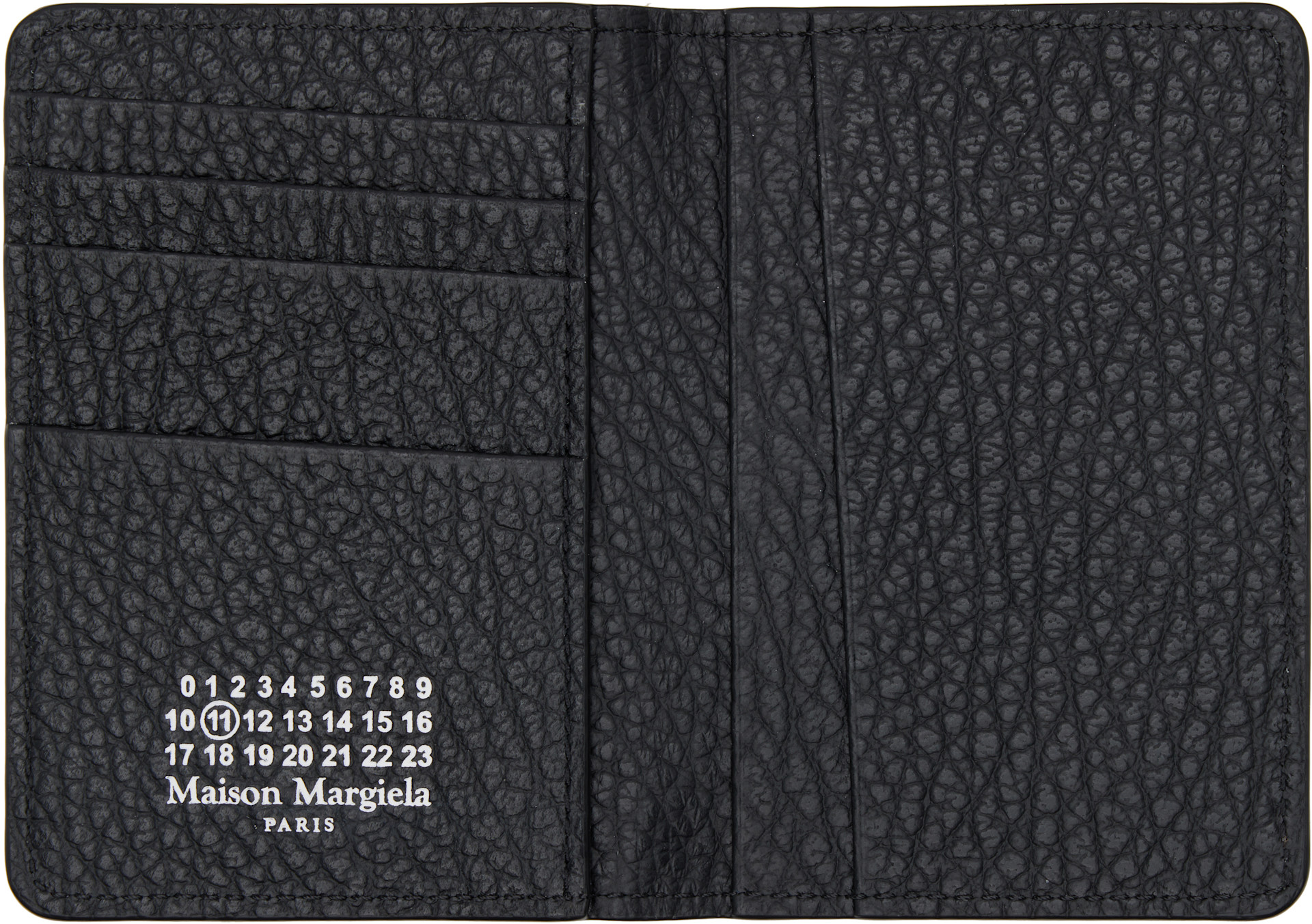 SSENSE購入Maison Margiela ブラックレザー 財布 Maison Margiela ブラック 二つ折り財布 【公式通販】
