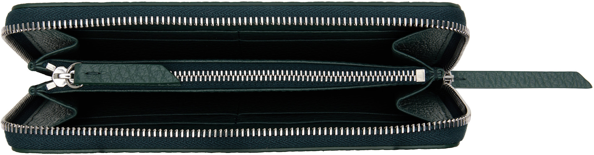 Maison Margiela: Green Four Stitches Zip-Around Wallet | SSENSE