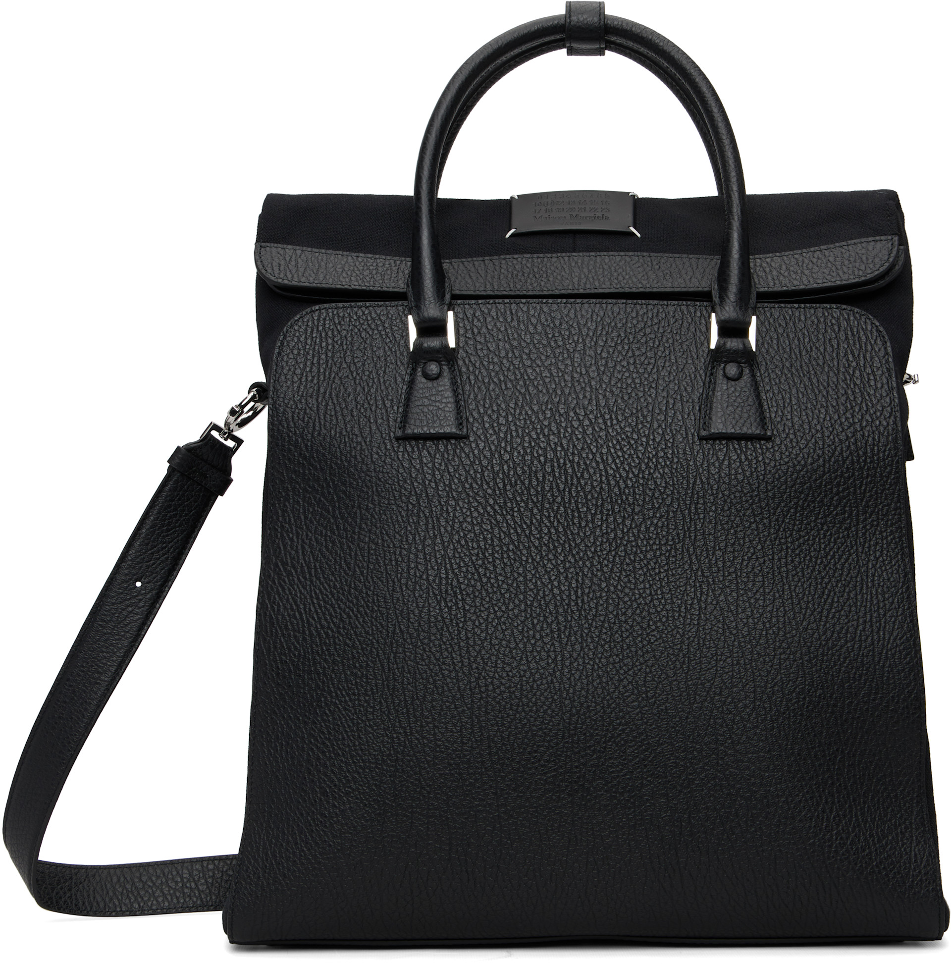 MaisonMargiela 5AC DAILY トートバッグ Maison Margiela: ブラック 5AC Daily Vertical トートバッグ | SSENSE