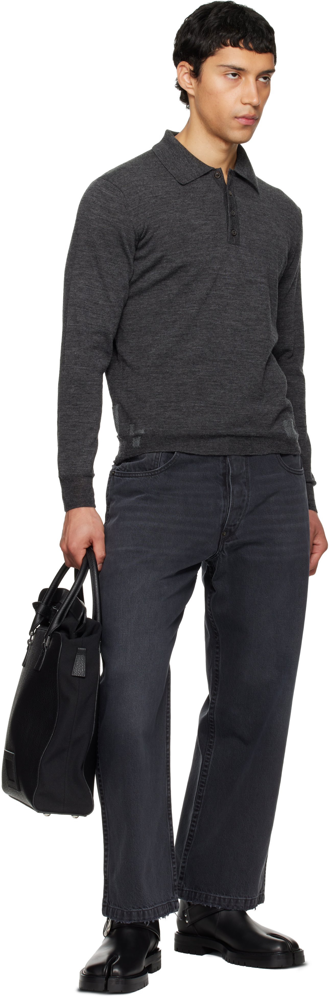 Maison Margiela: ブラック 5AC Daily Vertical トートバッグ | SSENSE