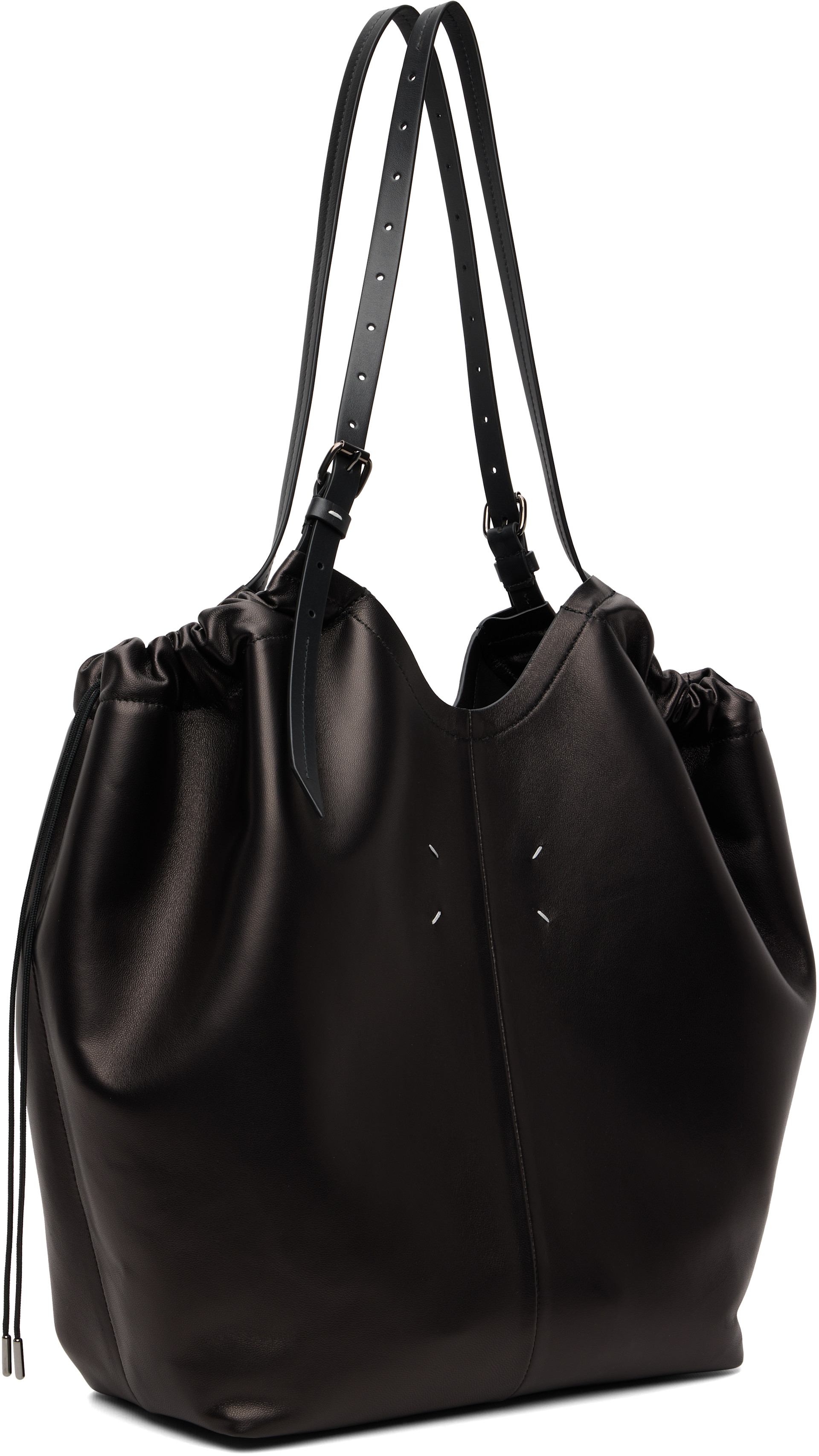 MM6 maison margiela ドローストリングバッグ　ブラック Maison Margiela: ブラック ドローストリング トートバッグ | SSENSE 日本